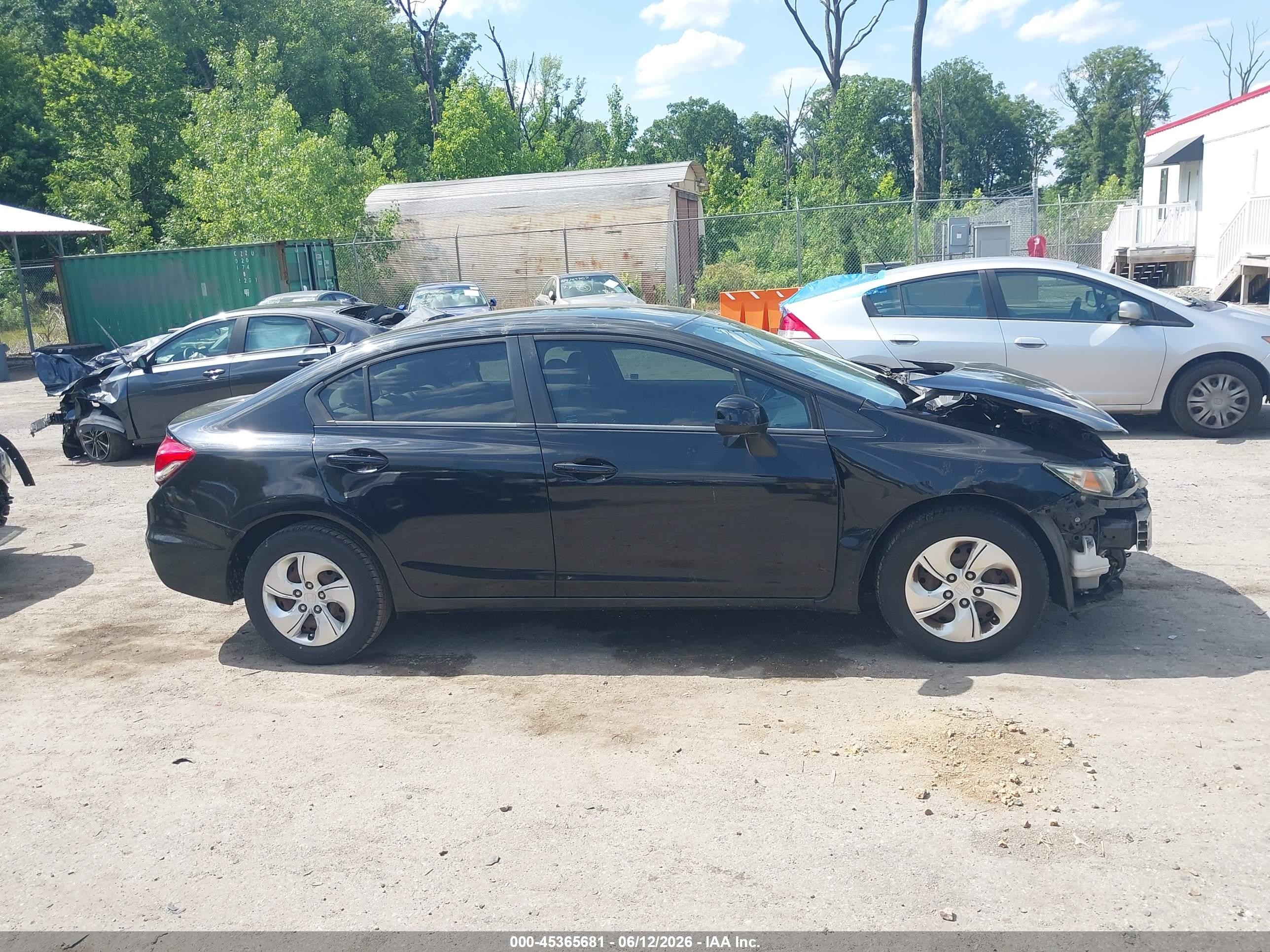 2013 Honda Civic Lx Black vin: 19XFB2F54DE022521