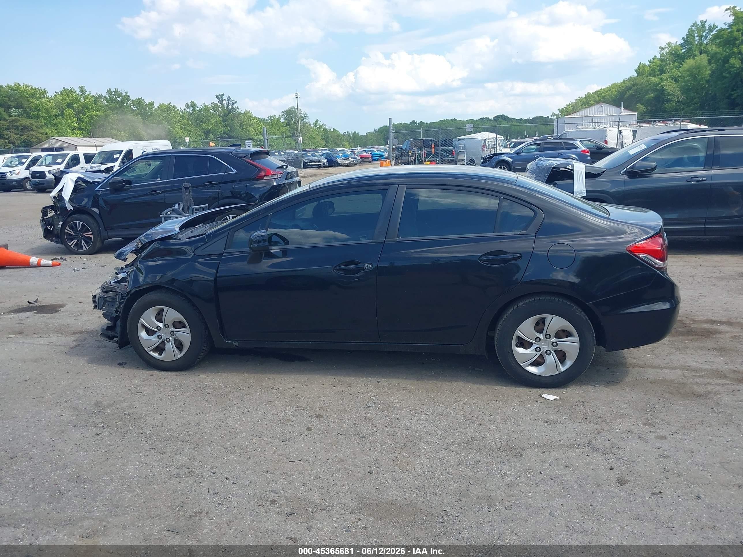 2013 Honda Civic Lx Black vin: 19XFB2F54DE022521
