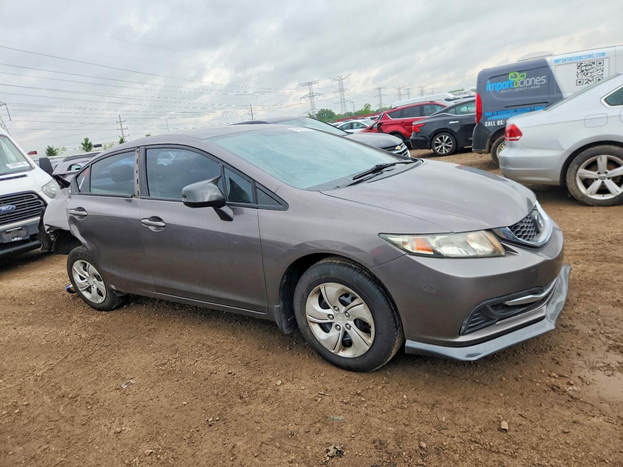 2013 Honda Civic Lx Gray vin: 19XFB2F54DE049136