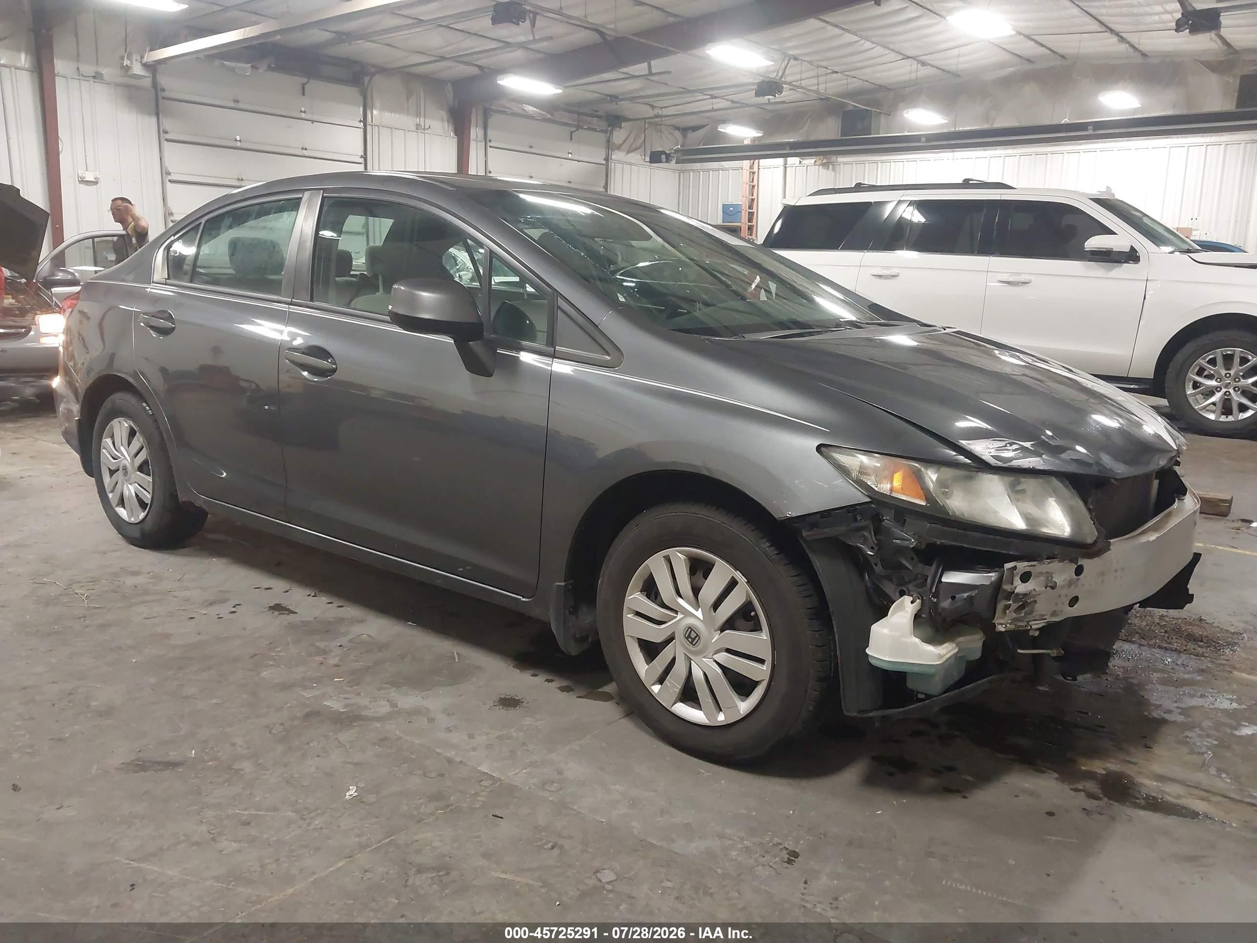 2013 Honda Civic Lx Gray vin: 19XFB2F54DE057544