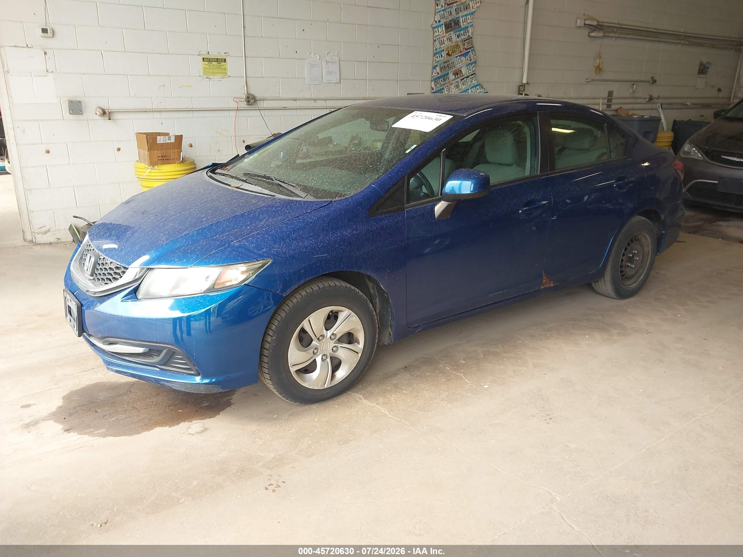 2013 Honda Civic Lx Blue vin: 19XFB2F54DE059701
