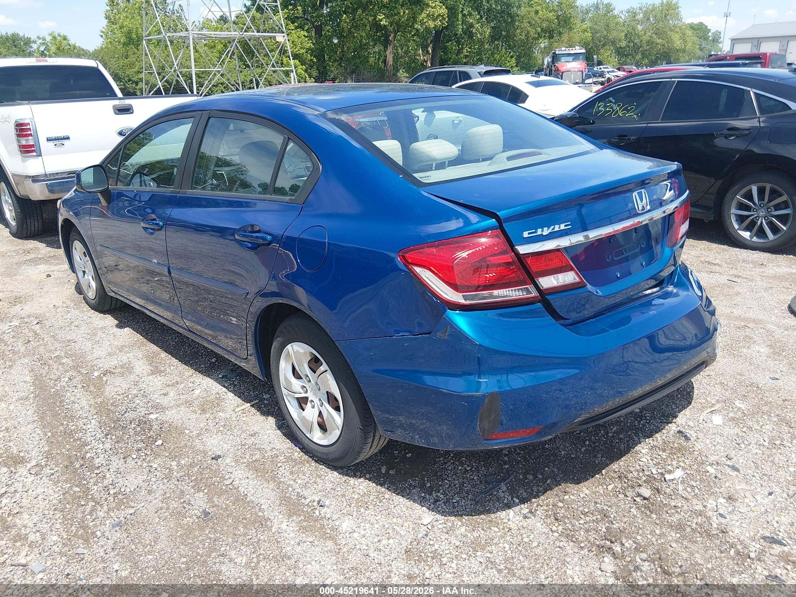 2013 Honda Civic Lx Blue vin: 19XFB2F54DE064168