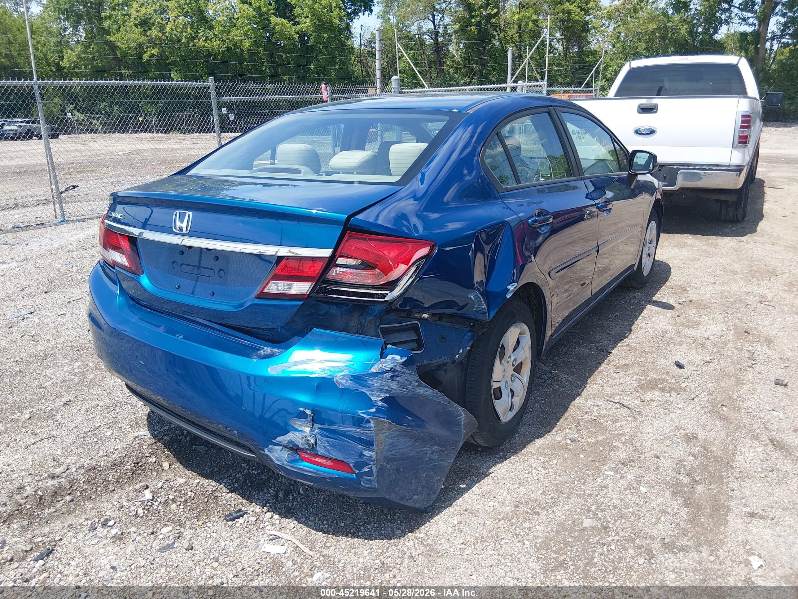 2013 Honda Civic Lx Blue vin: 19XFB2F54DE064168