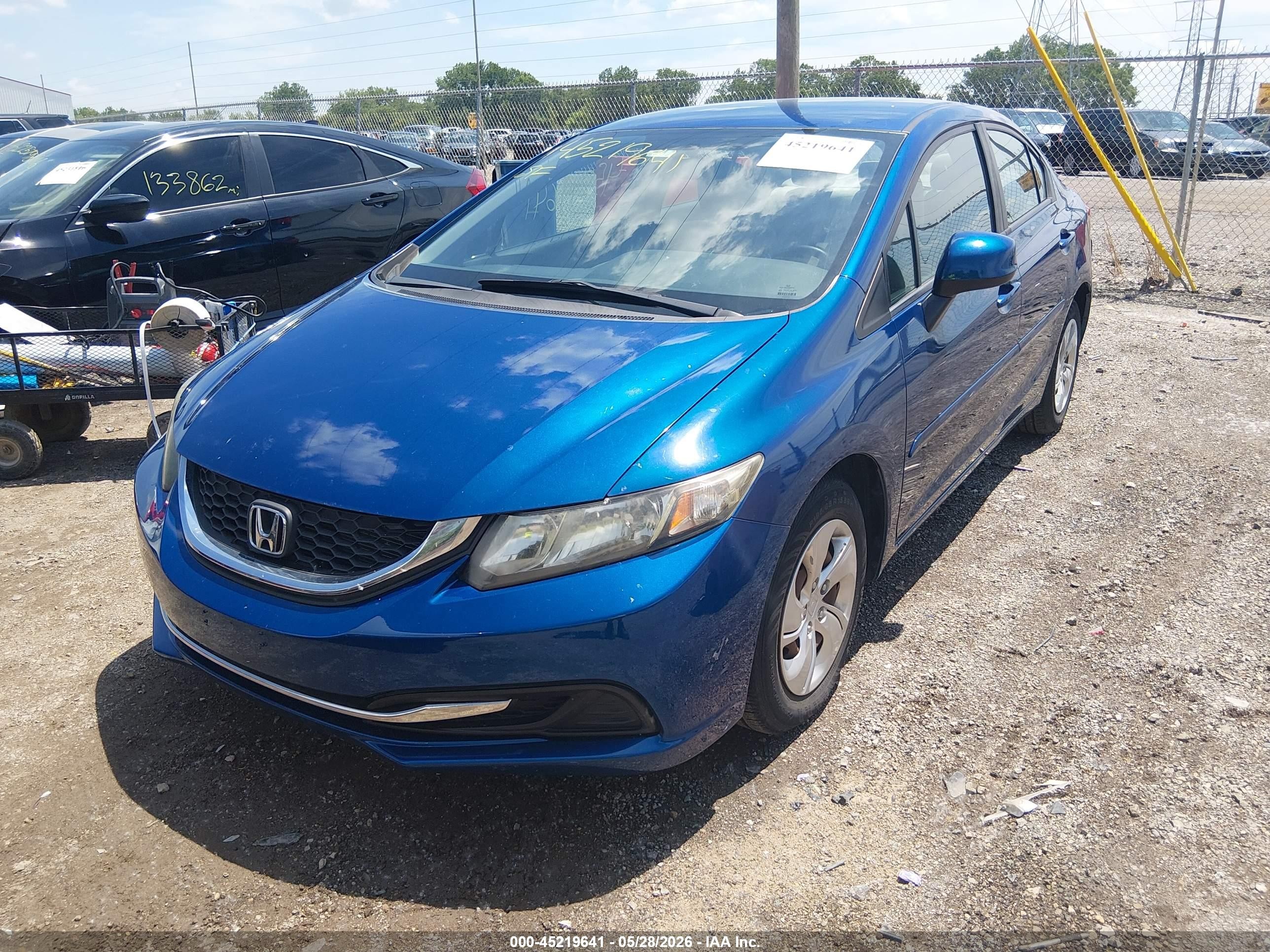 2013 Honda Civic Lx Blue vin: 19XFB2F54DE064168