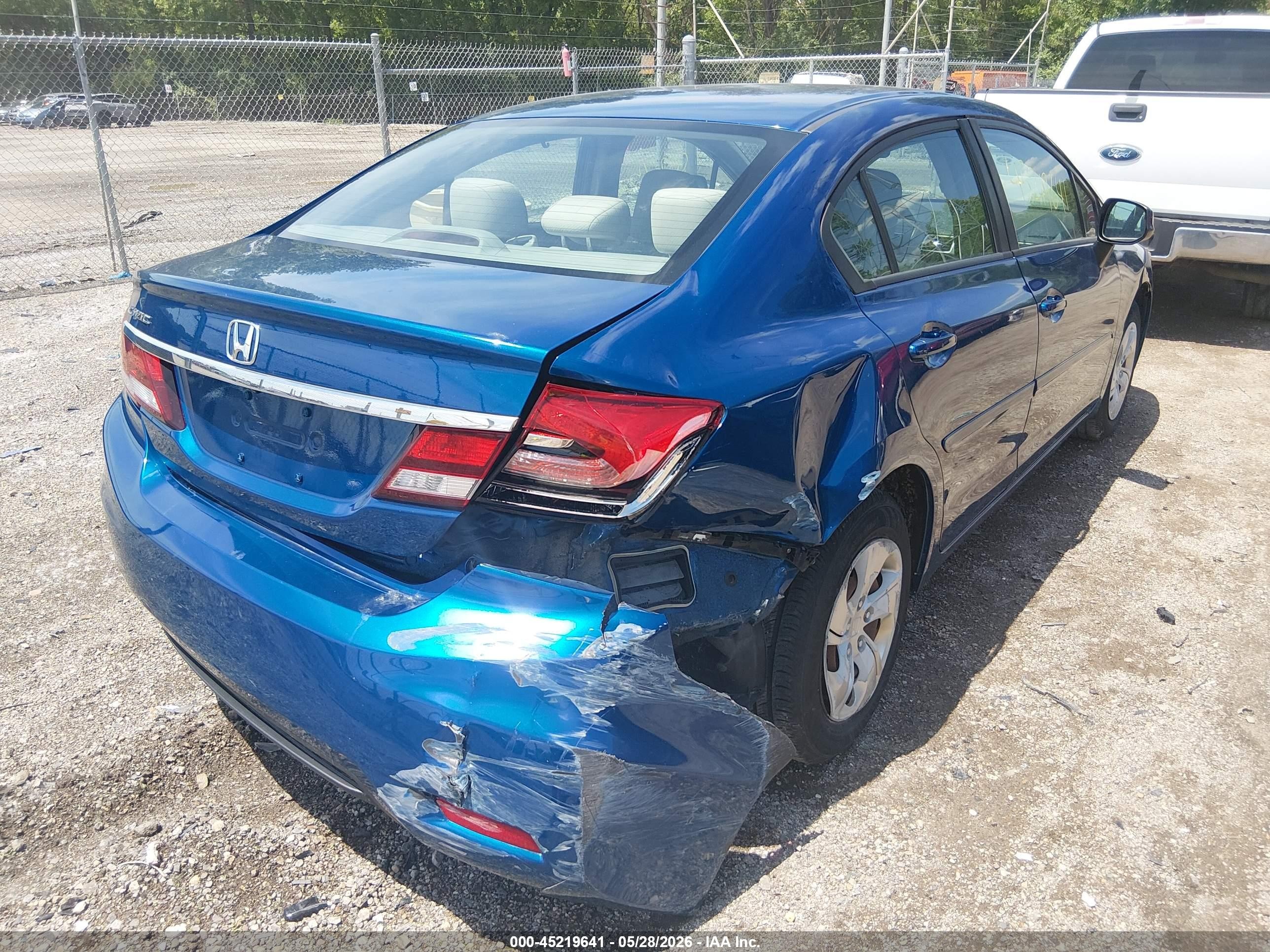 2013 Honda Civic Lx Blue vin: 19XFB2F54DE064168