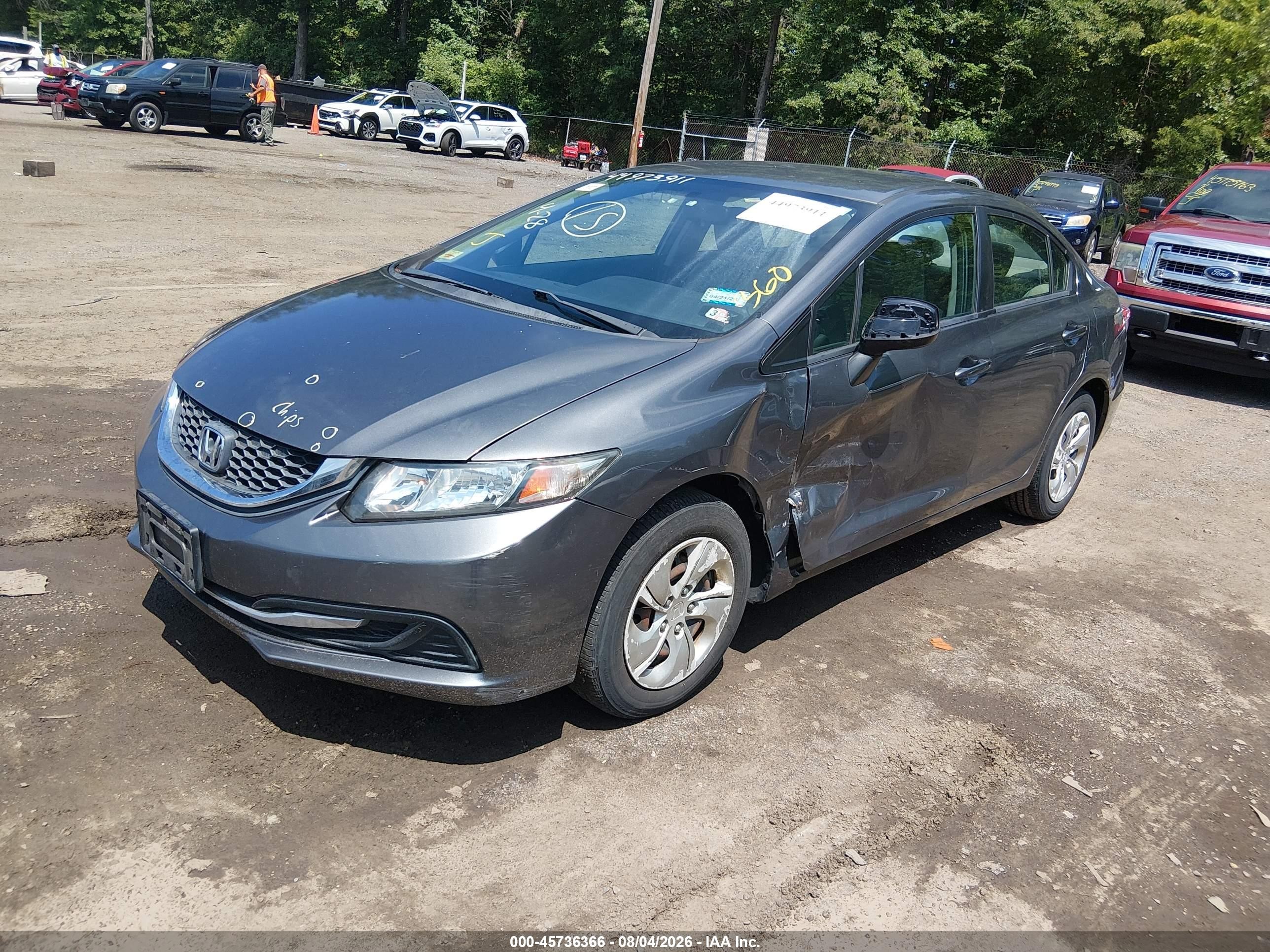 2013 Honda Civic Lx Серый vin: 19XFB2F54DE070858
