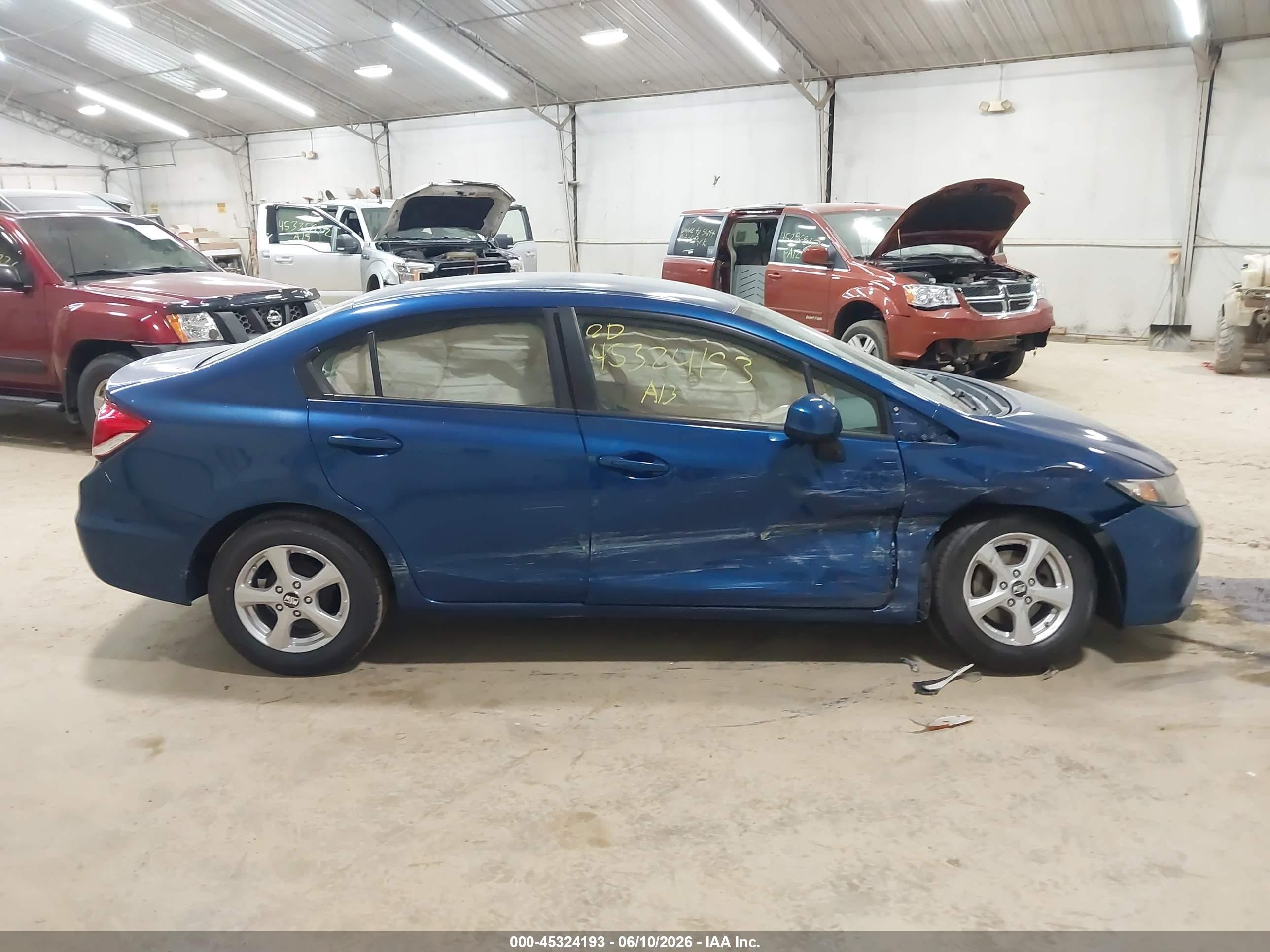 2013 Honda Civic Lx Синий vin: 19XFB2F54DE204574