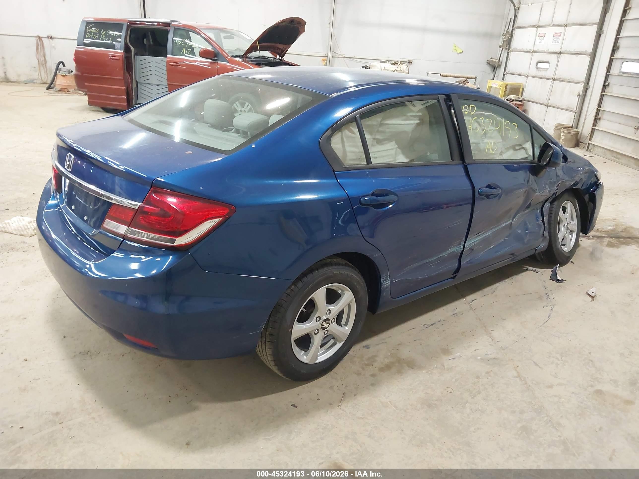 2013 Honda Civic Lx Синий vin: 19XFB2F54DE204574
