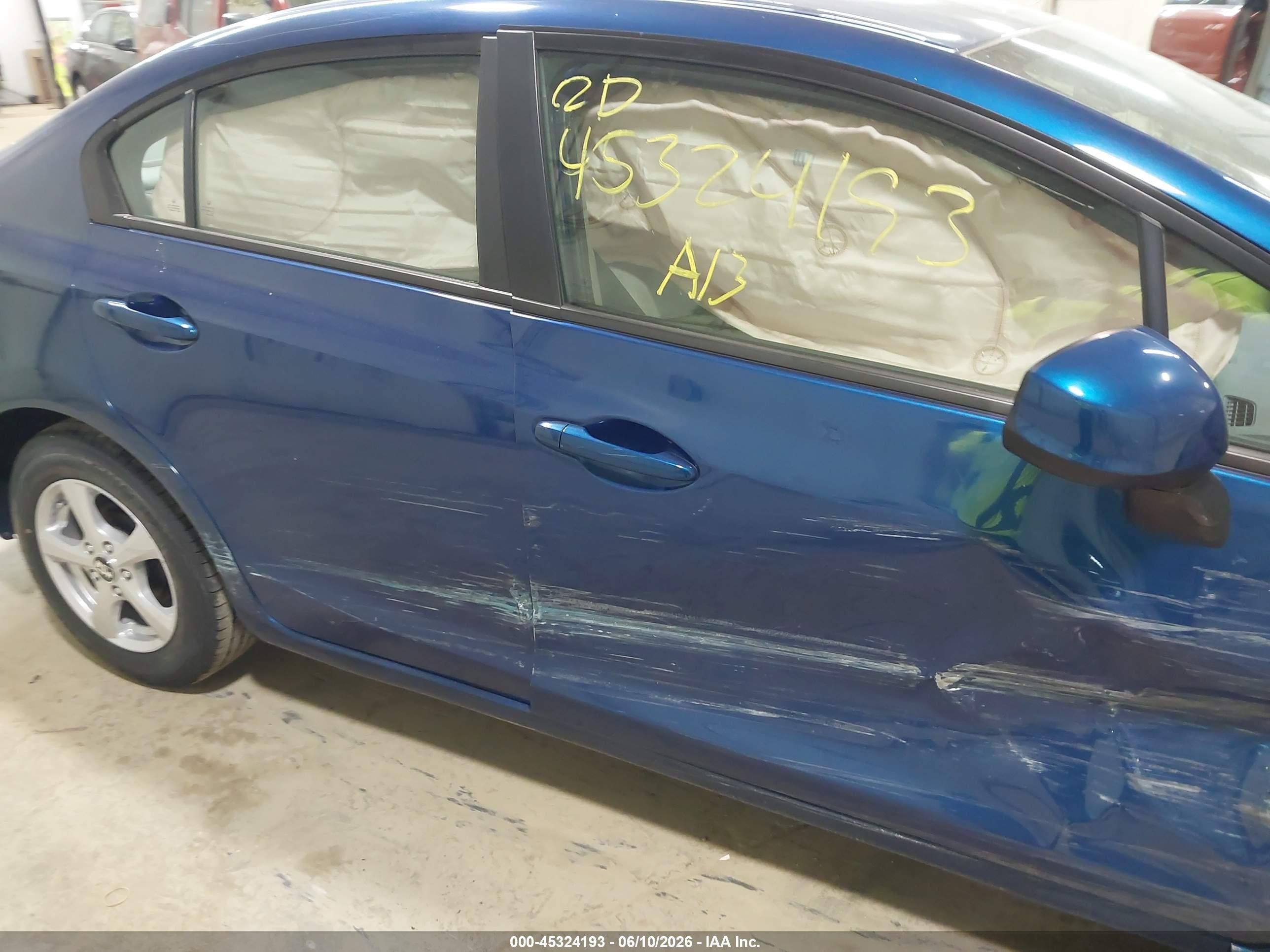 2013 Honda Civic Lx Синий vin: 19XFB2F54DE204574