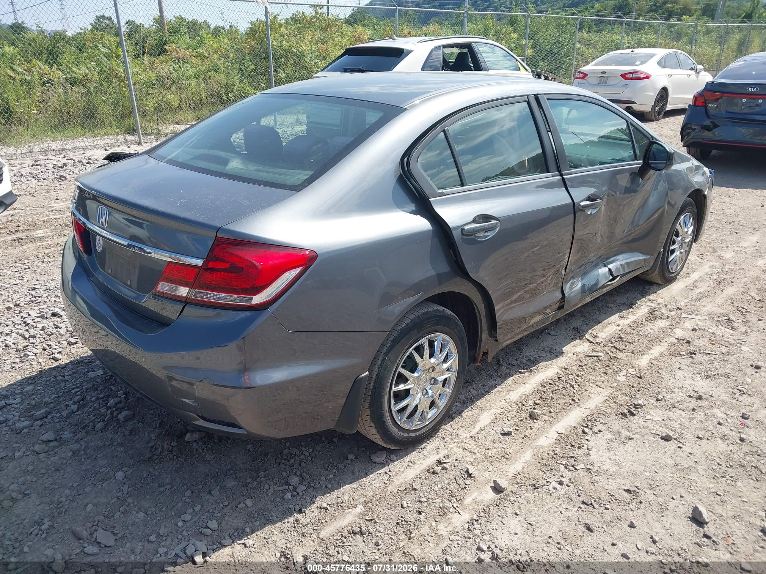 2013 Honda Civic Lx Gray vin: 19XFB2F54DE210410