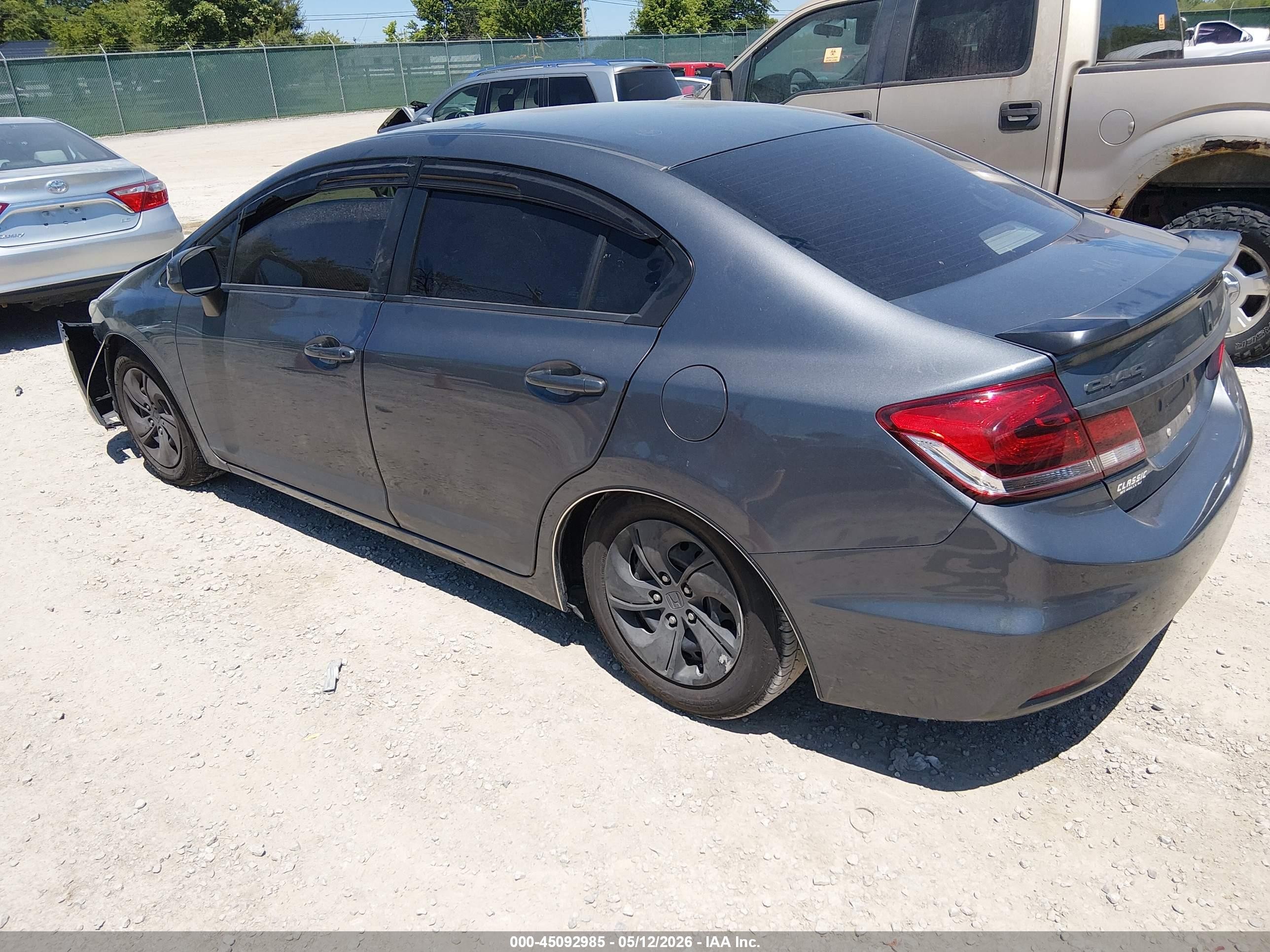 2013 Honda Civic Lx Gray vin: 19XFB2F54DE216725
