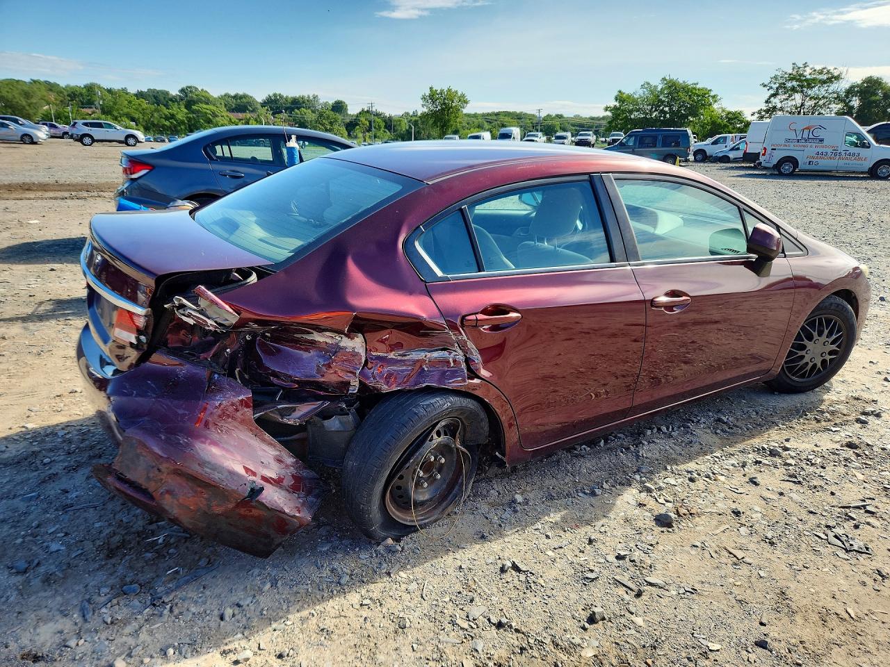 2013 Honda Civic Lx Burgundy vin: 19XFB2F54DE220693