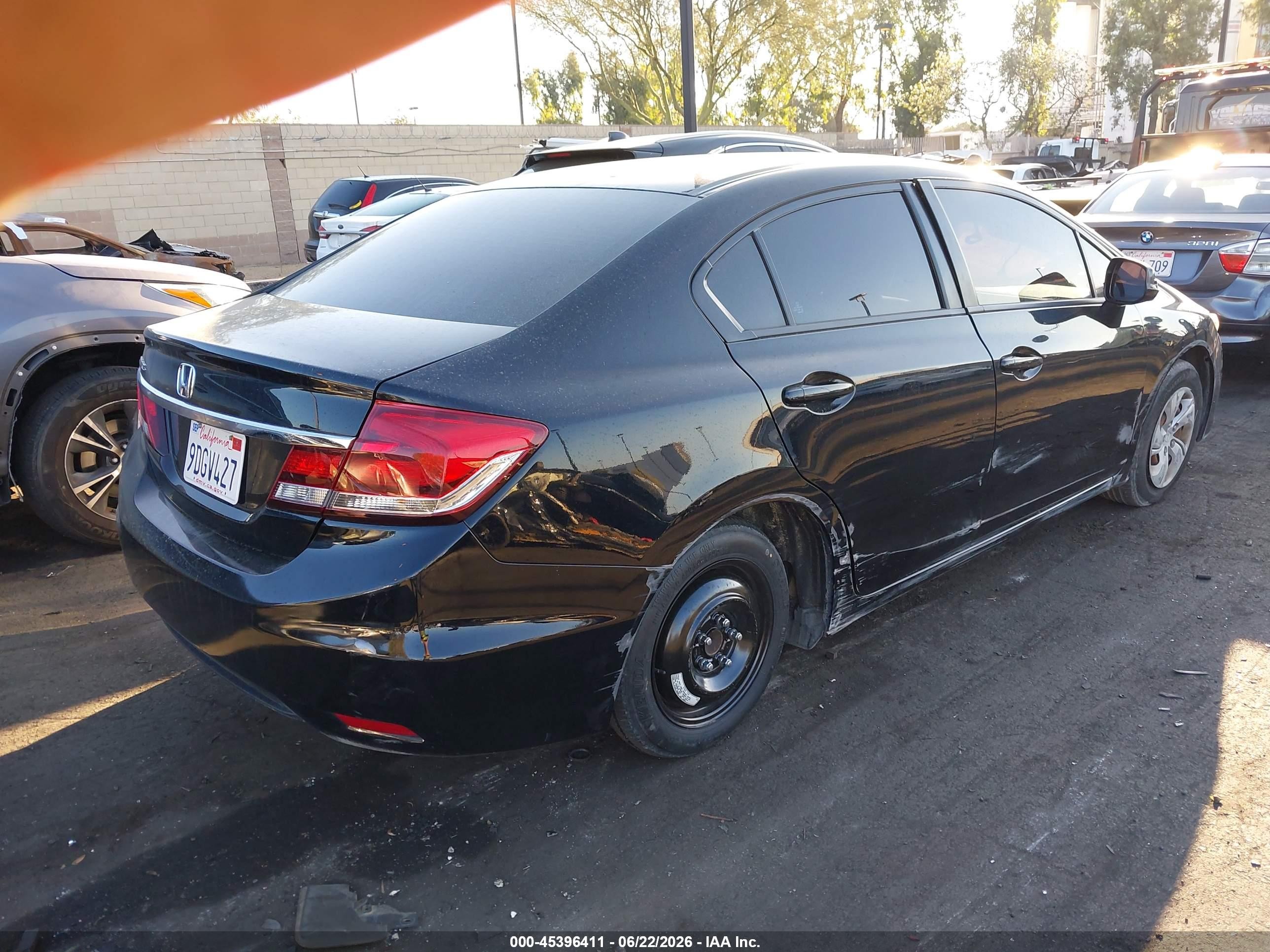 2013 Honda Civic Lx Black vin: 19XFB2F54DE252558
