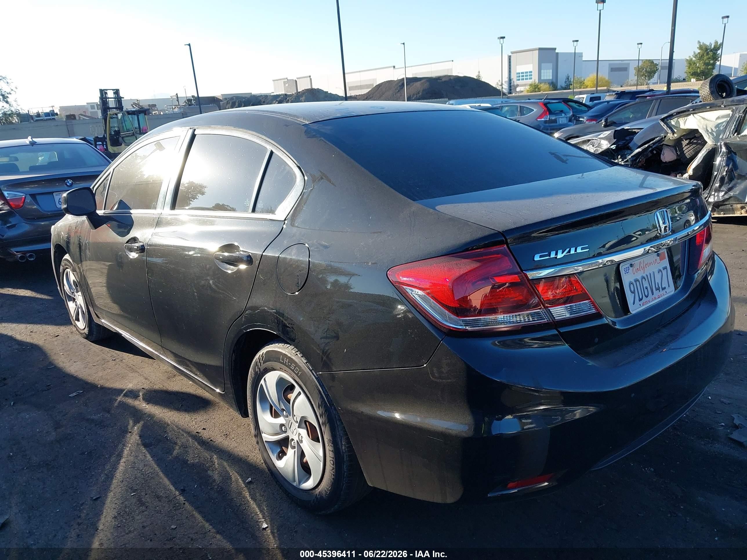 2013 Honda Civic Lx Black vin: 19XFB2F54DE252558