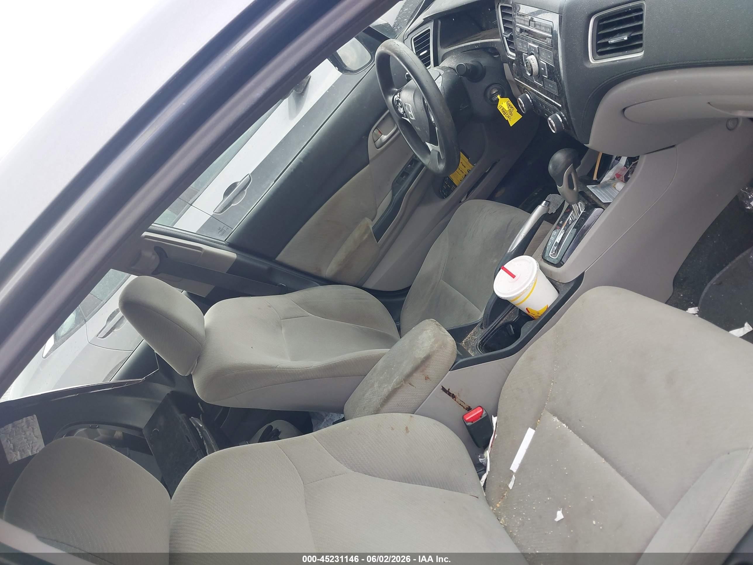 2013 Honda Civic Lx Gray vin: 19XFB2F54DE265729