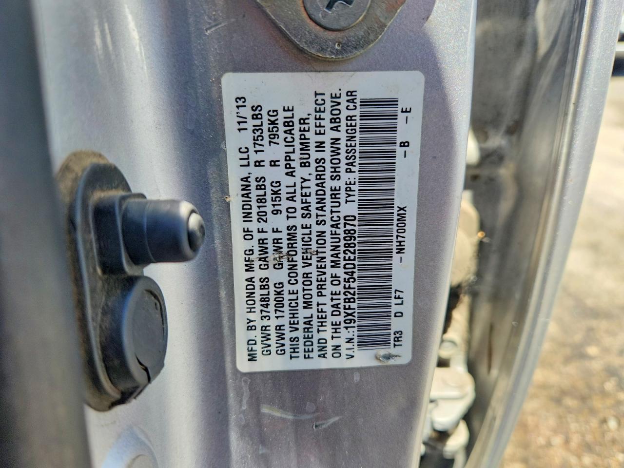2013 Honda Civic Lx Silver vin: 19XFB2F54DE289870
