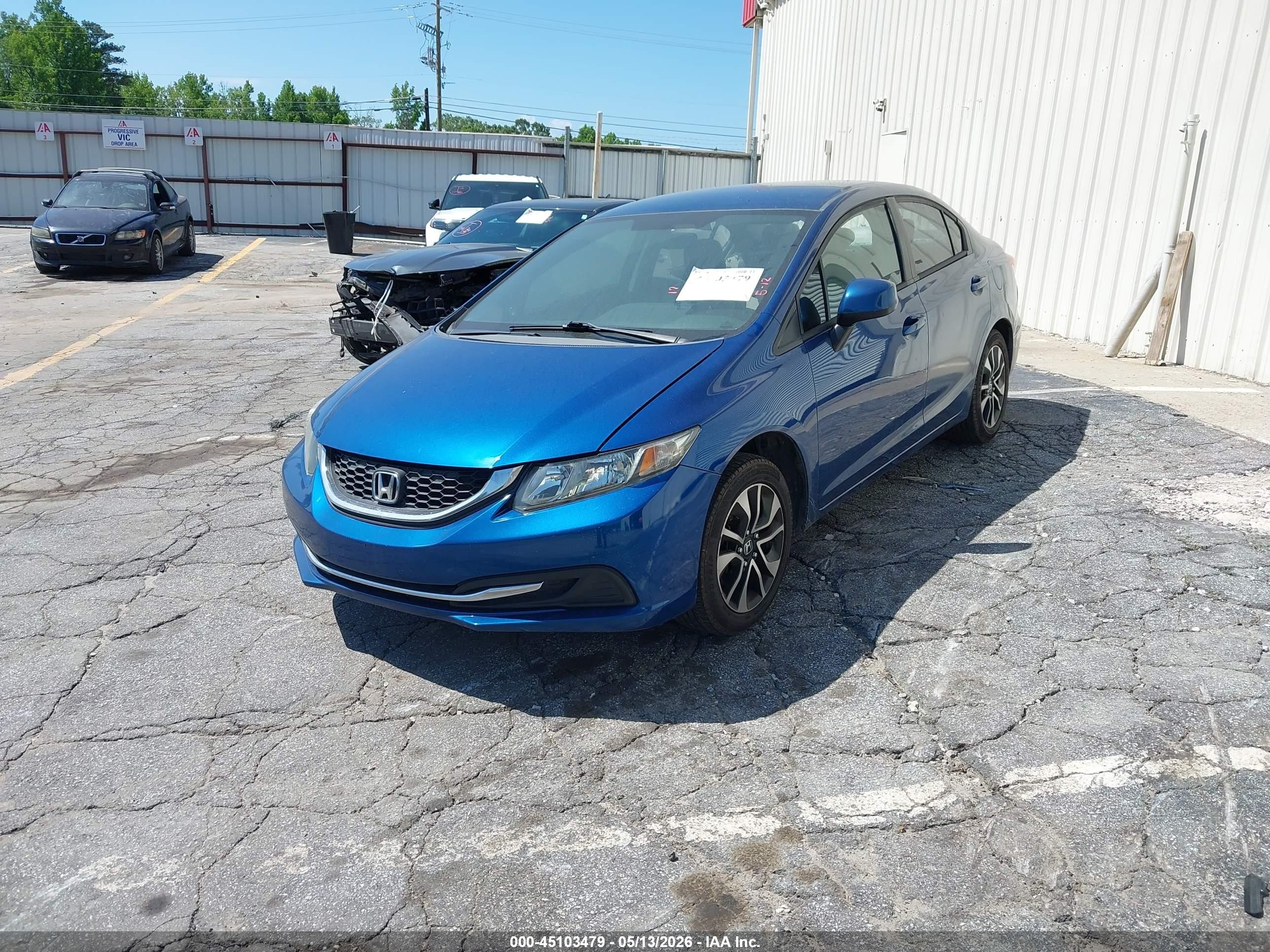 2013 Honda Civic Lx Blue vin: 19XFB2F54DE289903