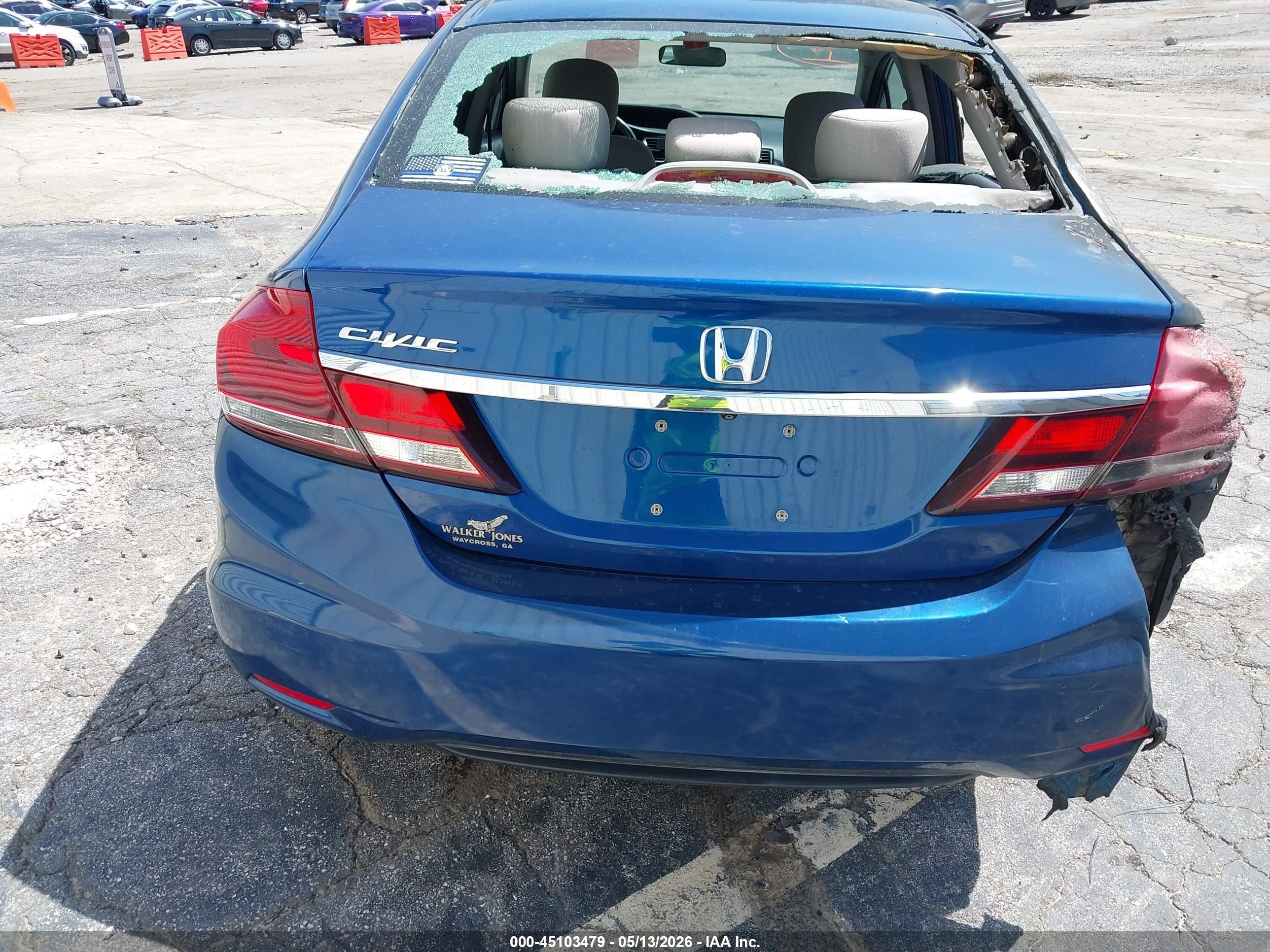 2013 Honda Civic Lx Blue vin: 19XFB2F54DE289903