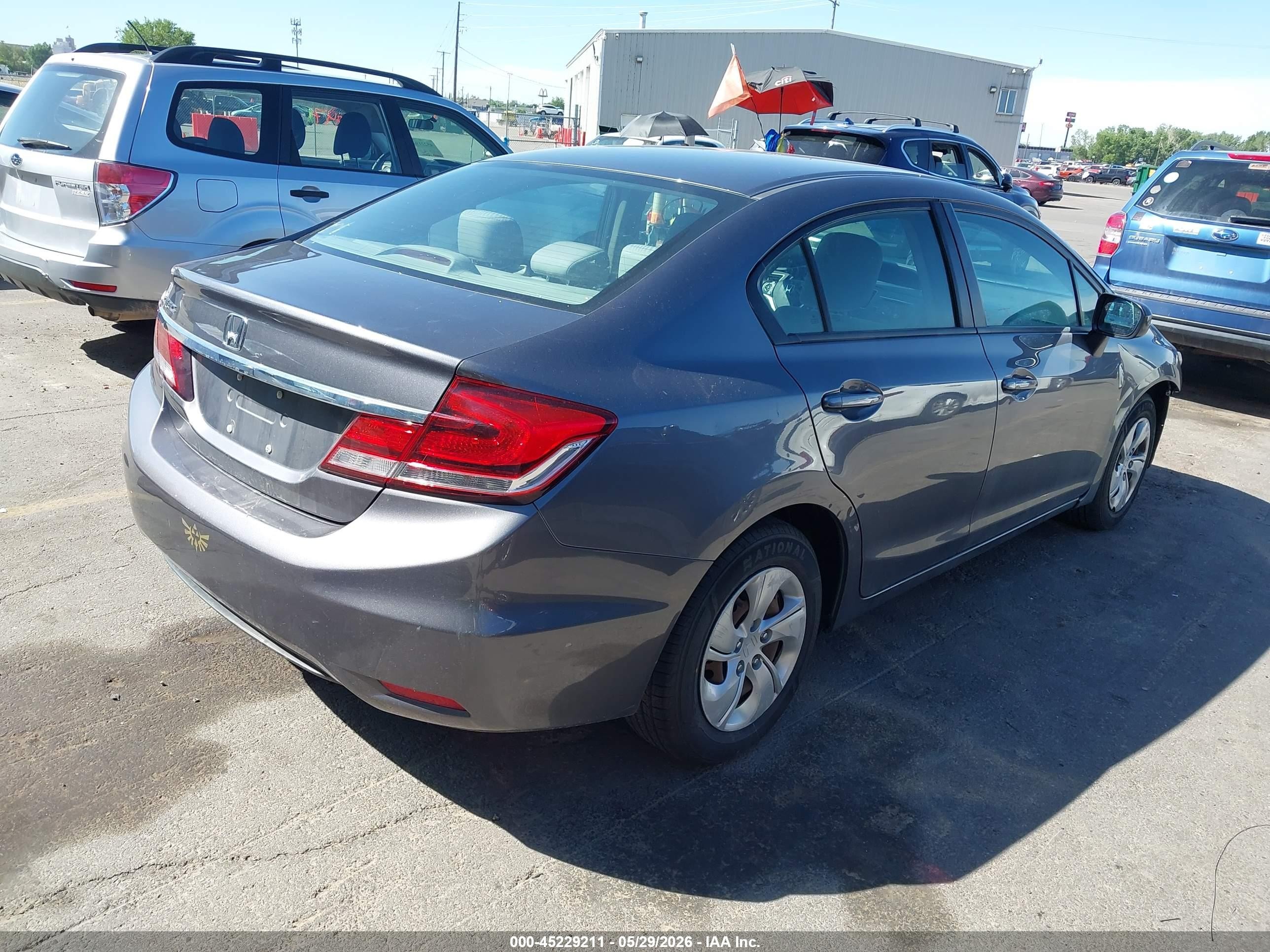 2014 Honda Civic Lx Gray vin: 19XFB2F54EE005011