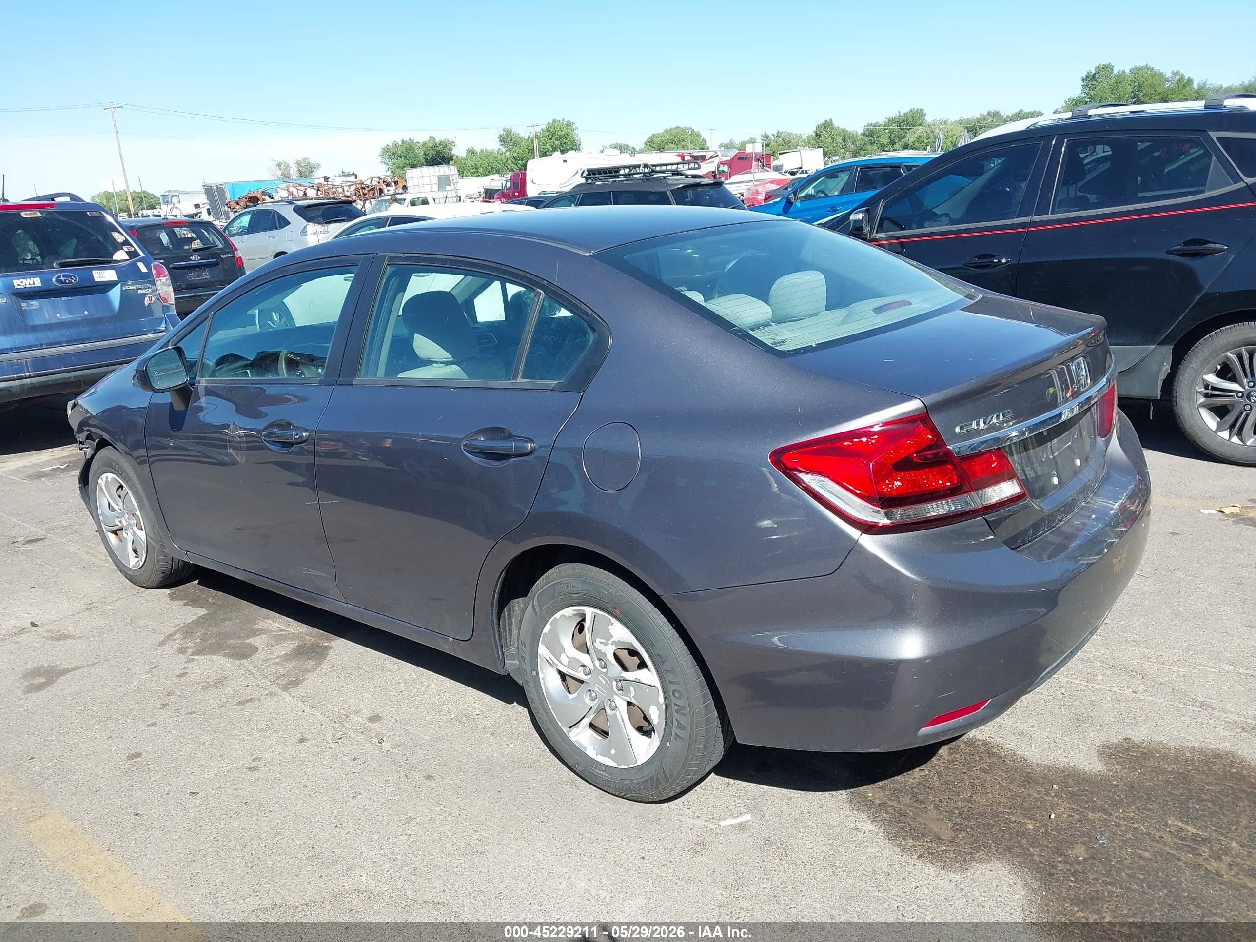 2014 Honda Civic Lx Gray vin: 19XFB2F54EE005011