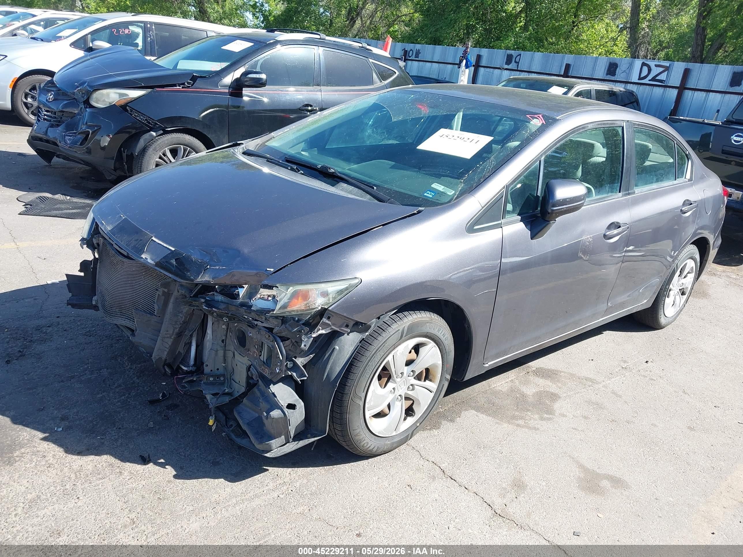 2014 Honda Civic Lx Gray vin: 19XFB2F54EE005011