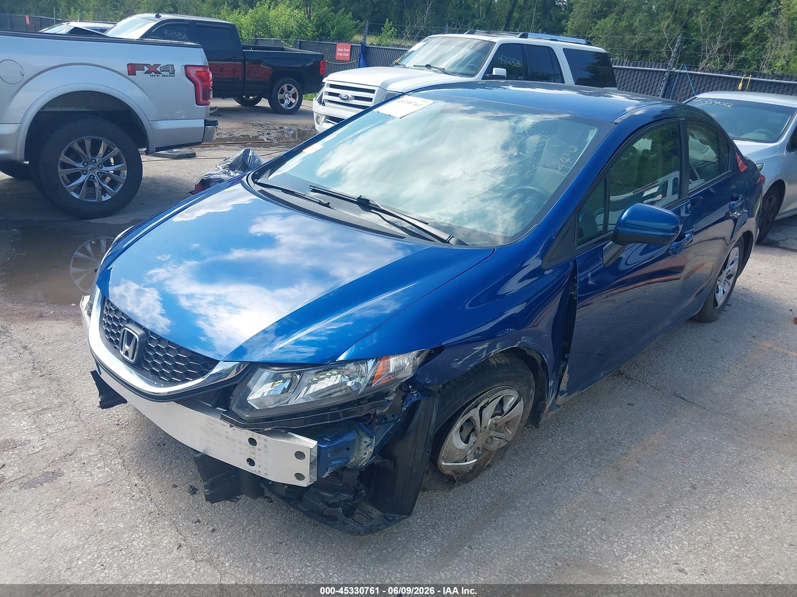 2014 Honda Civic Lx Blue vin: 19XFB2F54EE021239