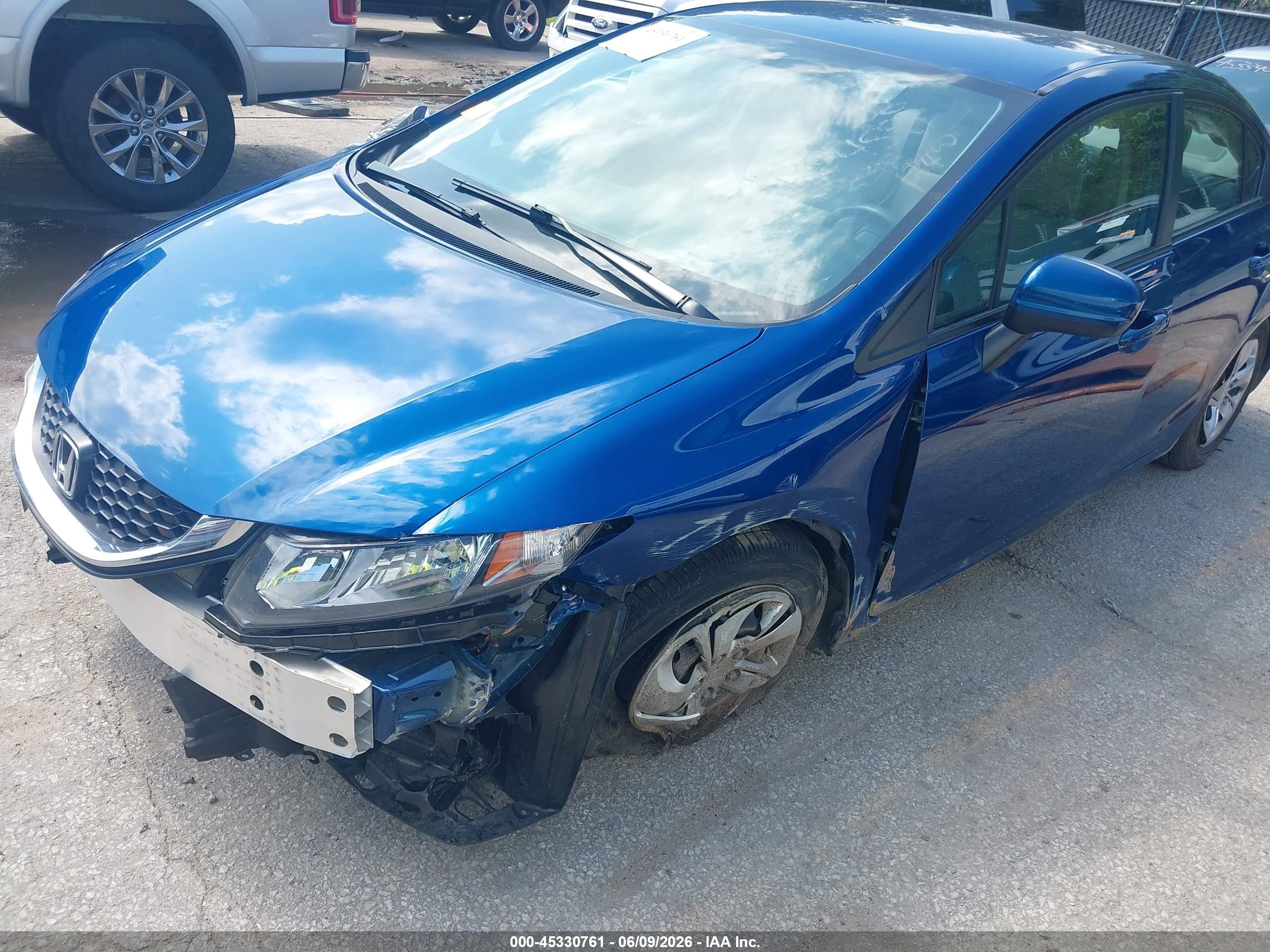 2014 Honda Civic Lx Blue vin: 19XFB2F54EE021239