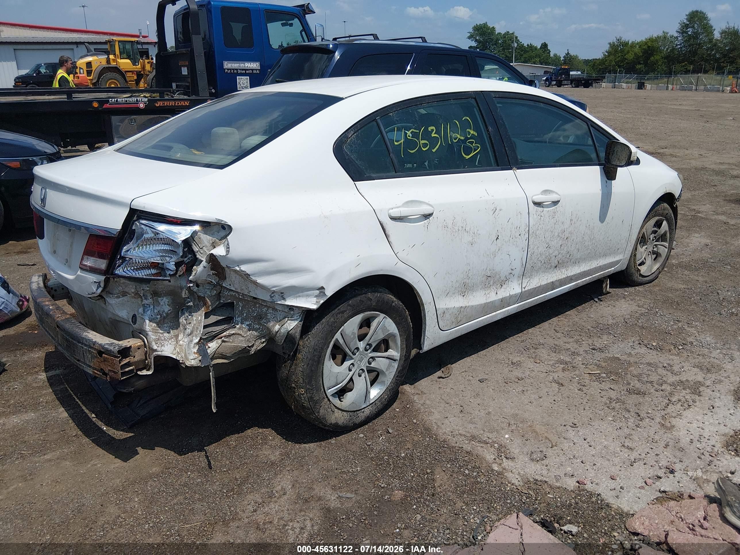 2014 Honda Civic Lx White vin: 19XFB2F54EE205077