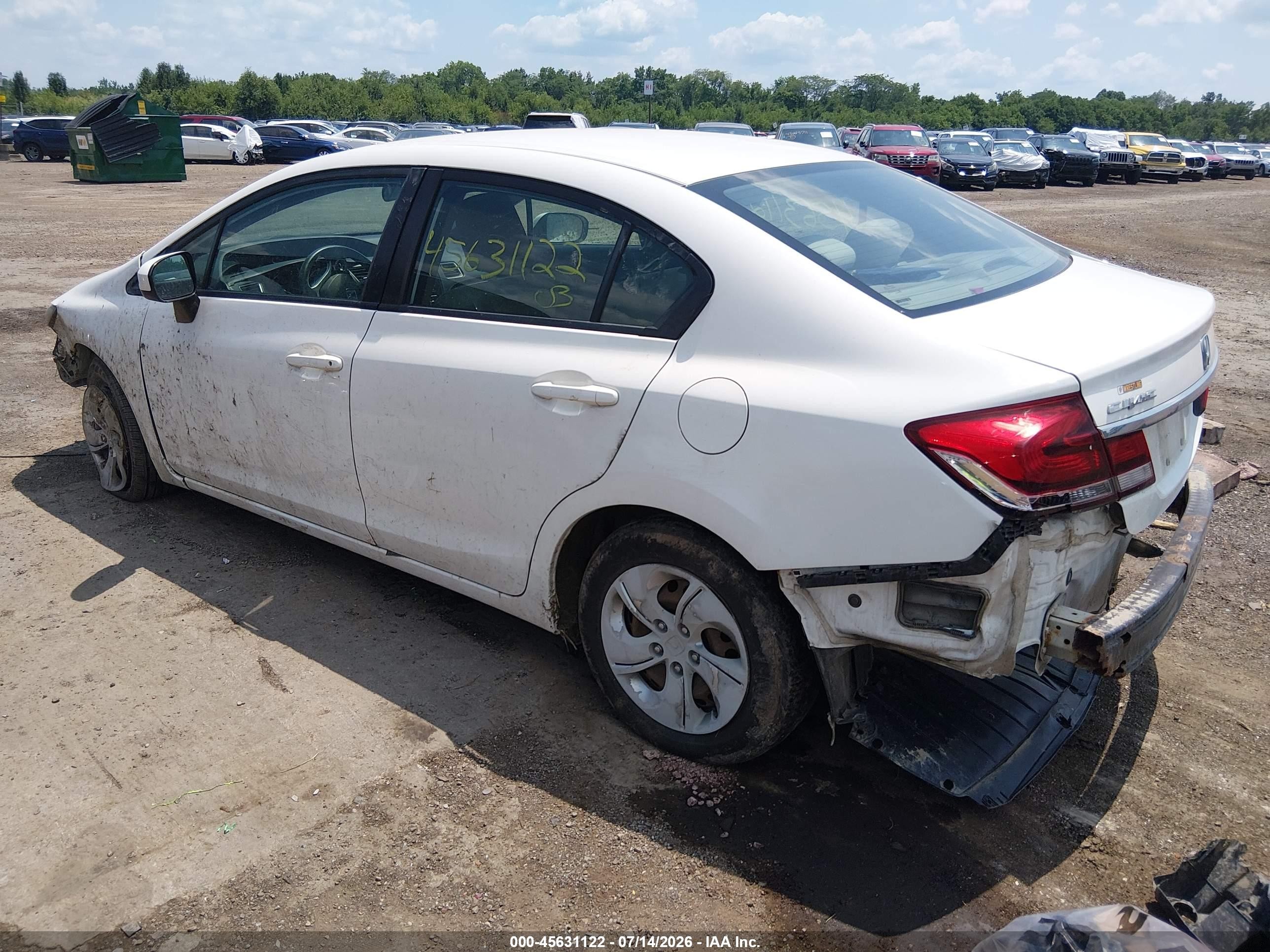 2014 Honda Civic Lx White vin: 19XFB2F54EE205077