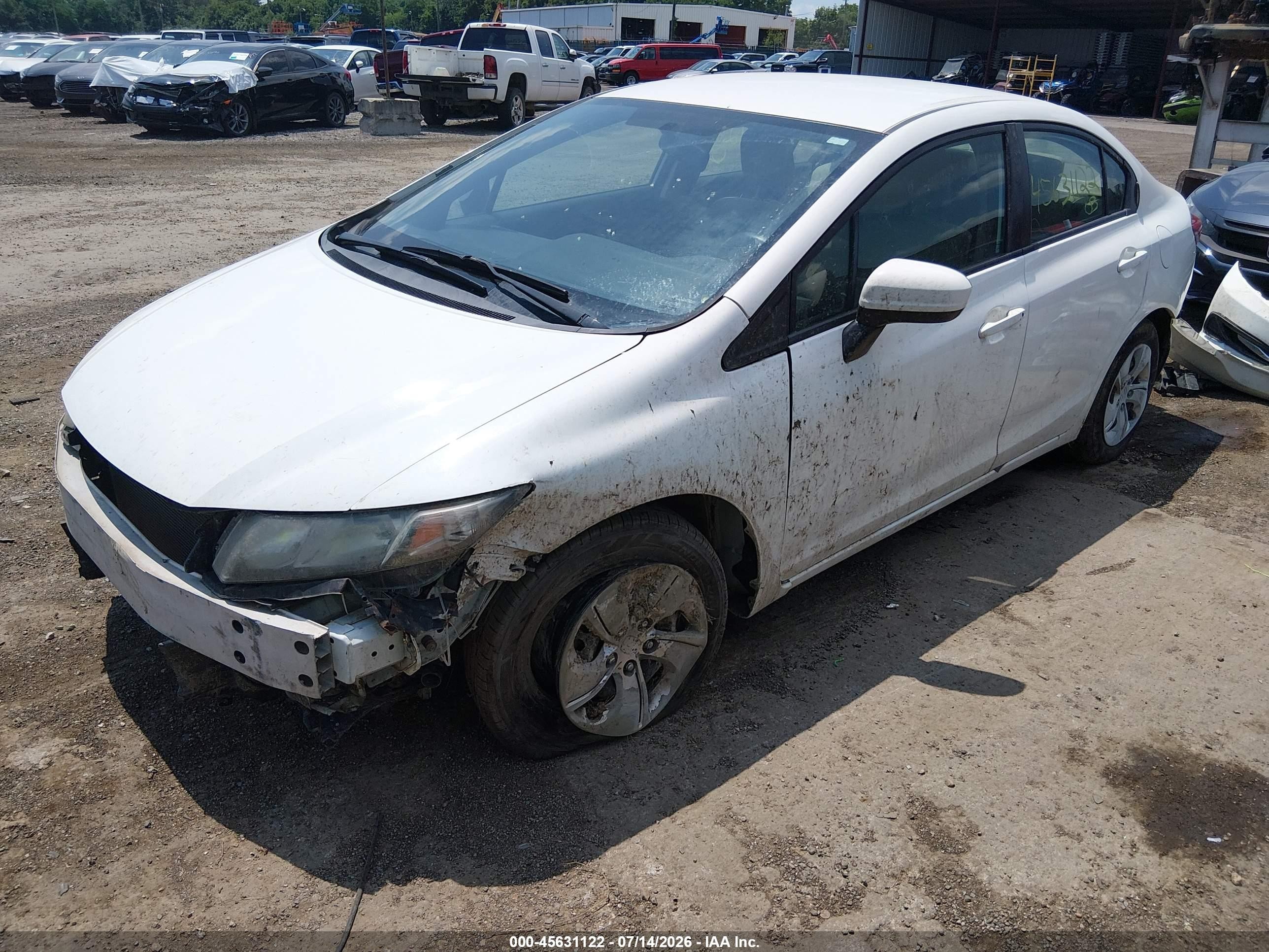 2014 Honda Civic Lx White vin: 19XFB2F54EE205077