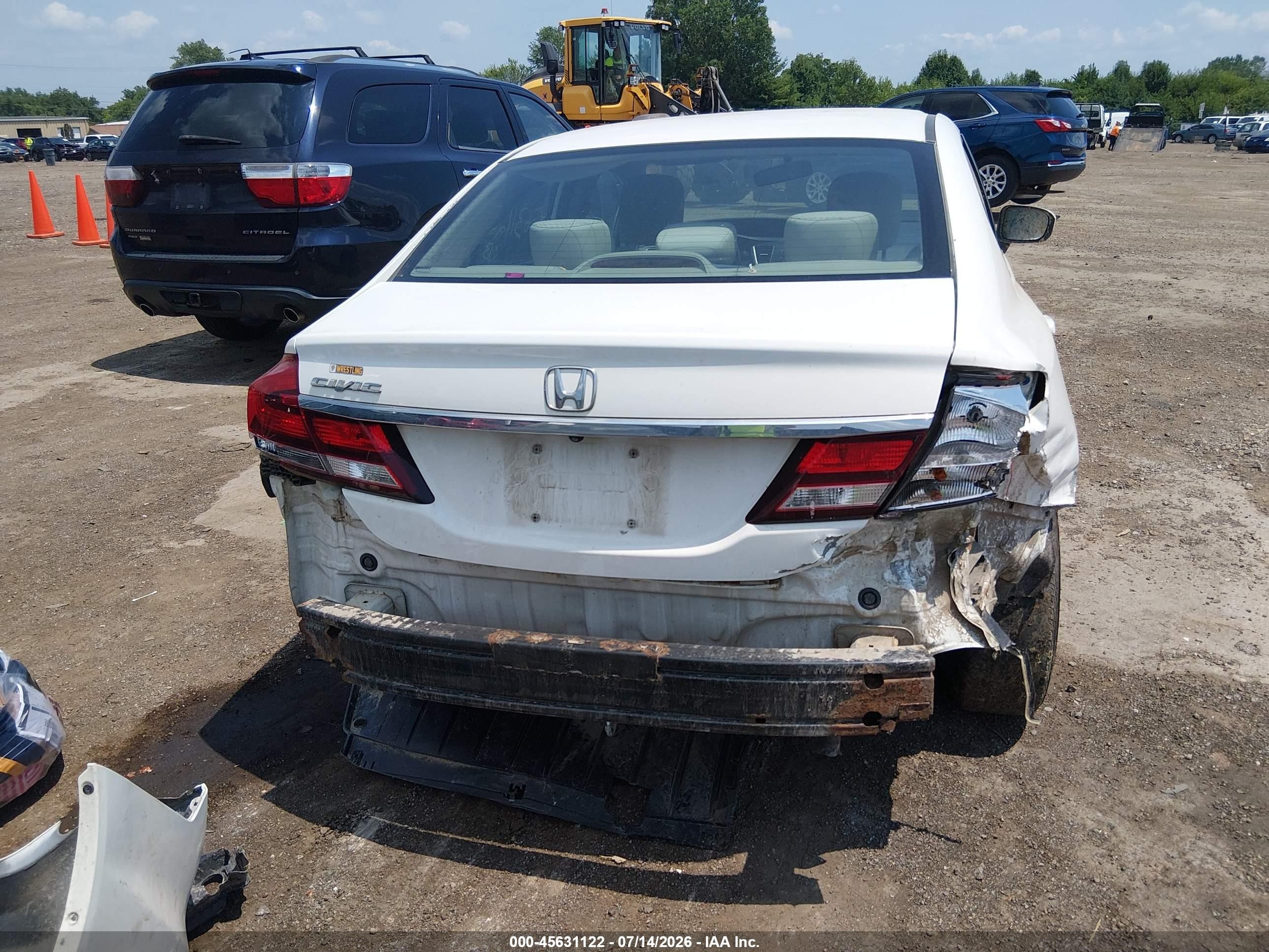 2014 Honda Civic Lx White vin: 19XFB2F54EE205077
