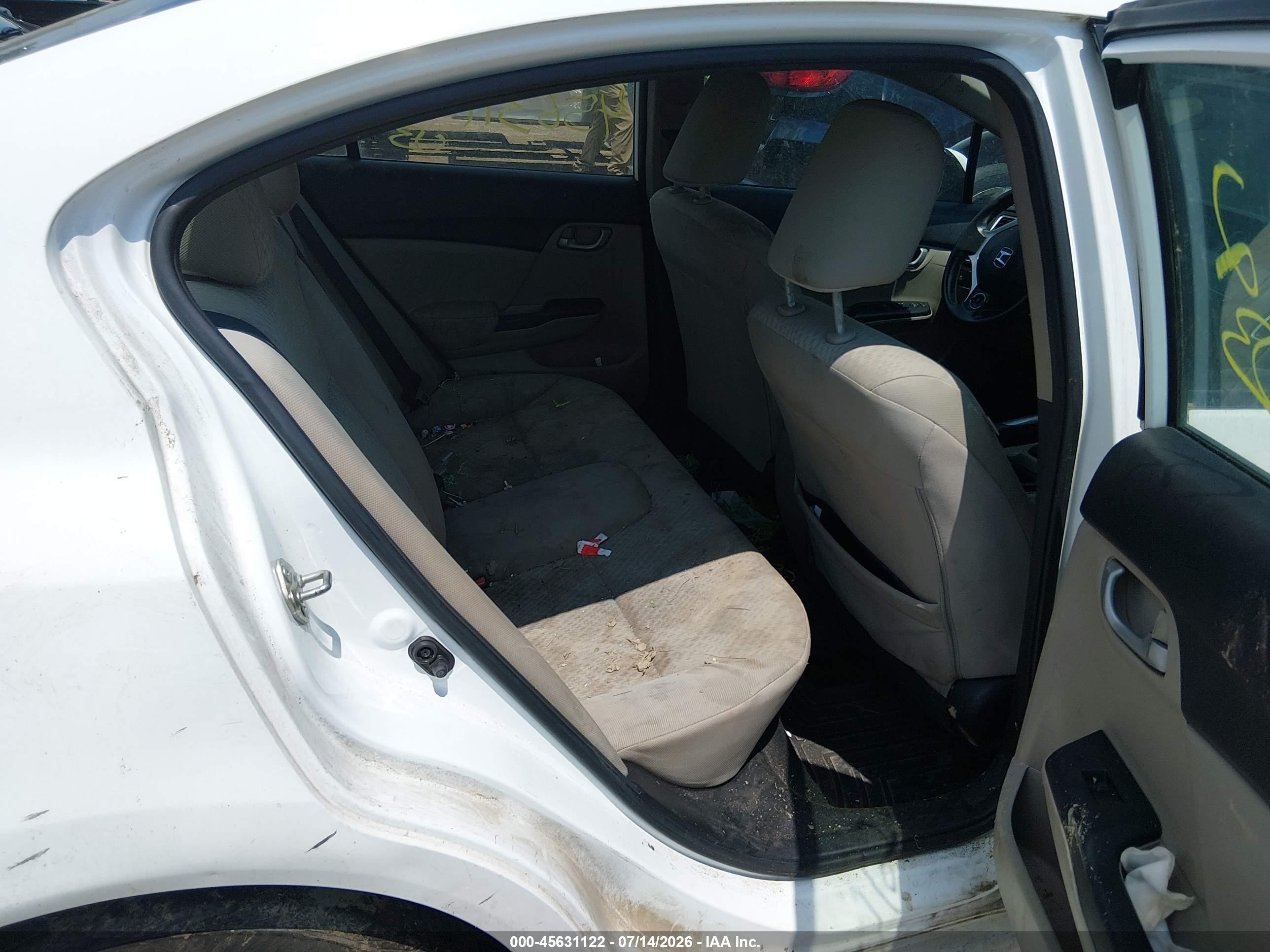 2014 Honda Civic Lx White vin: 19XFB2F54EE205077