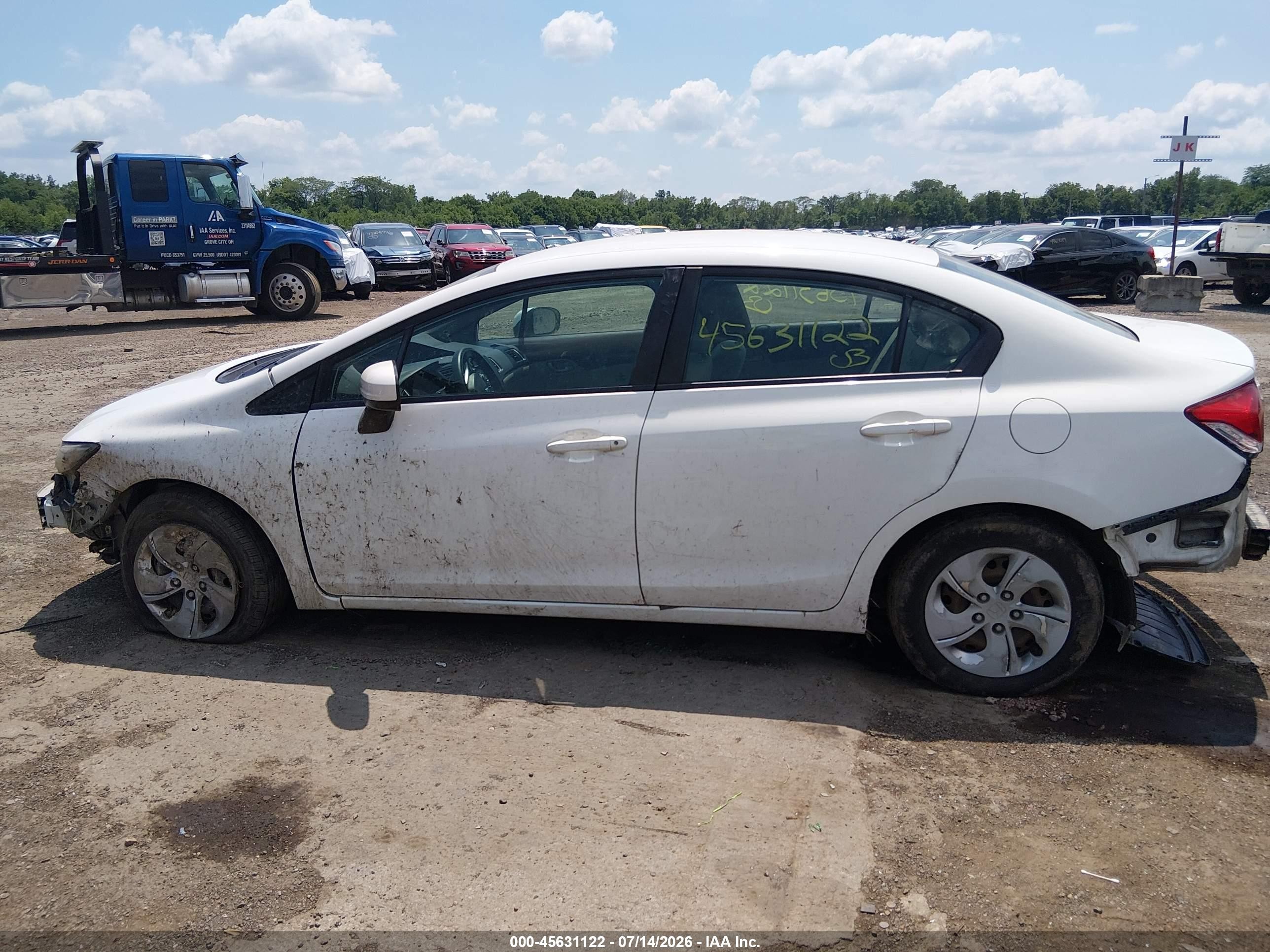 2014 Honda Civic Lx White vin: 19XFB2F54EE205077