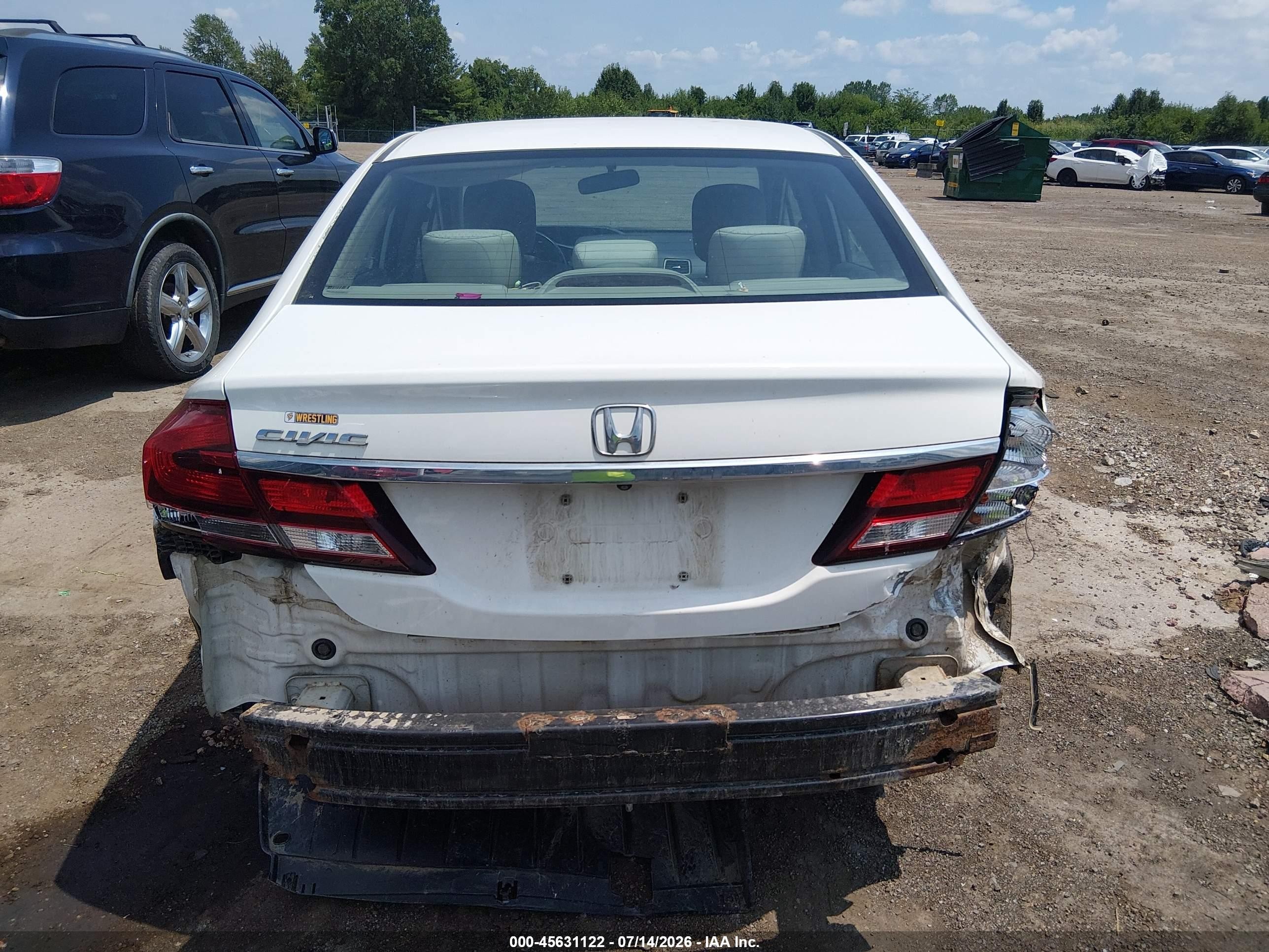 2014 Honda Civic Lx White vin: 19XFB2F54EE205077