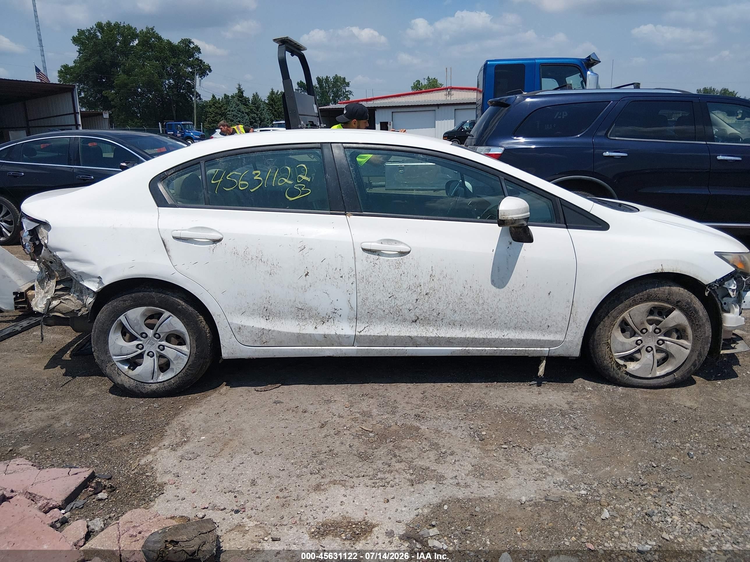 2014 Honda Civic Lx White vin: 19XFB2F54EE205077