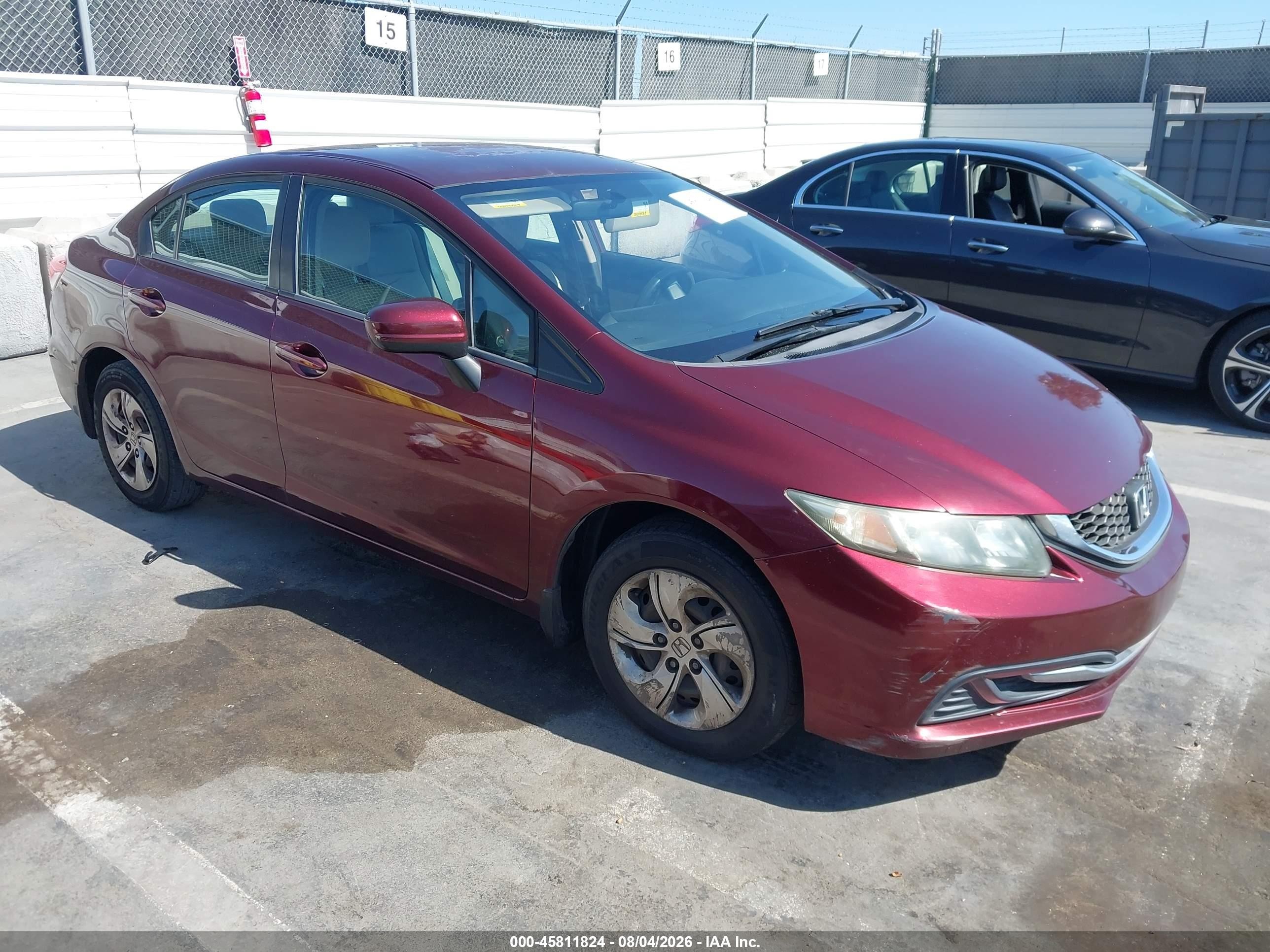 2014 Honda Civic Lx Burgundy vin: 19XFB2F54EE206357
