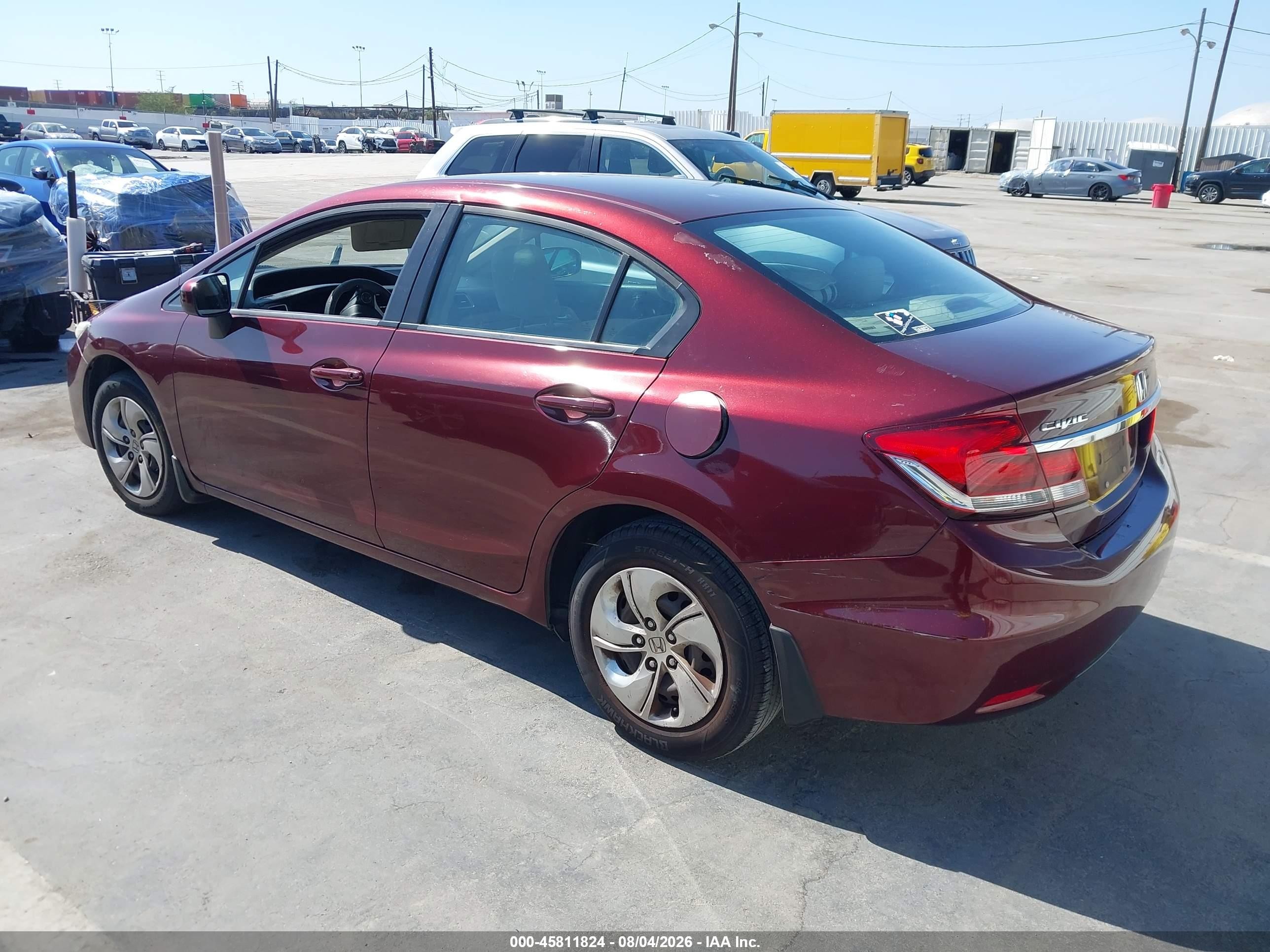 2014 Honda Civic Lx Burgundy vin: 19XFB2F54EE206357