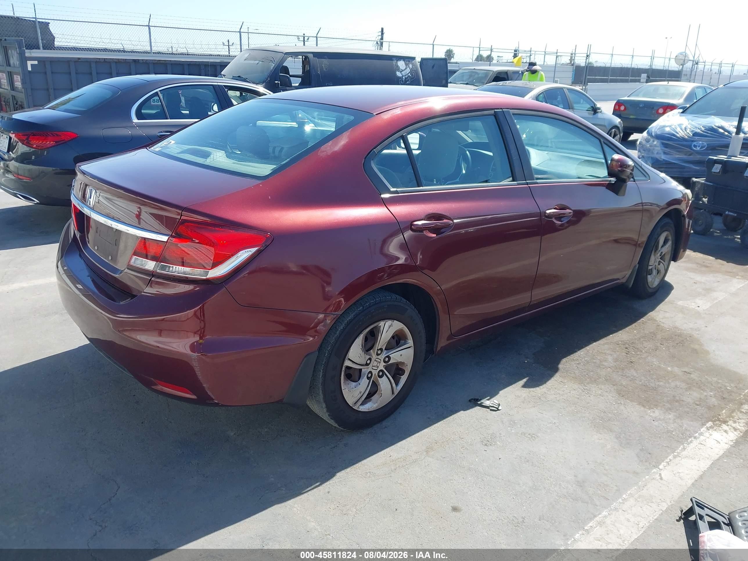 2014 Honda Civic Lx Burgundy vin: 19XFB2F54EE206357