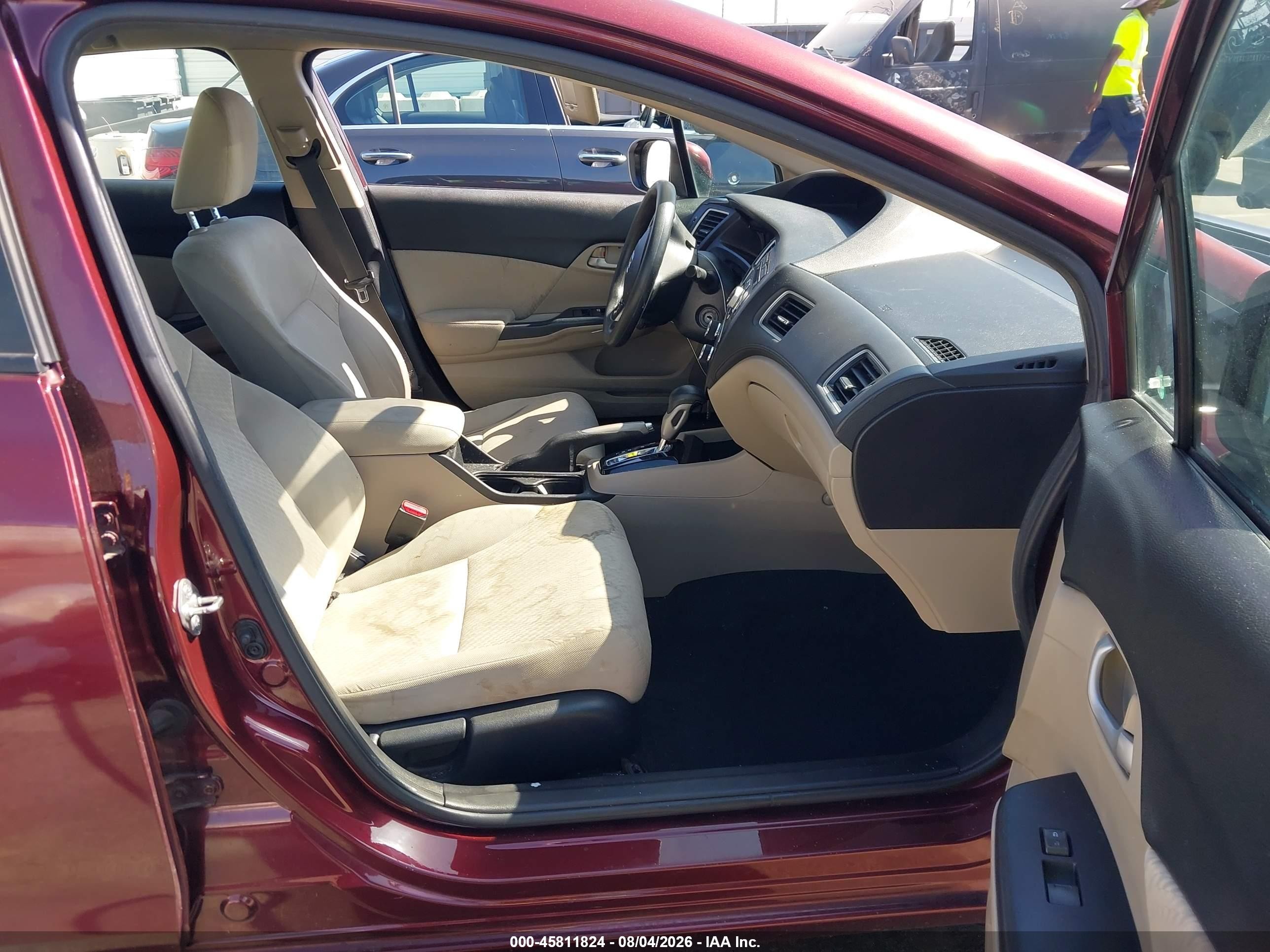 2014 Honda Civic Lx Burgundy vin: 19XFB2F54EE206357