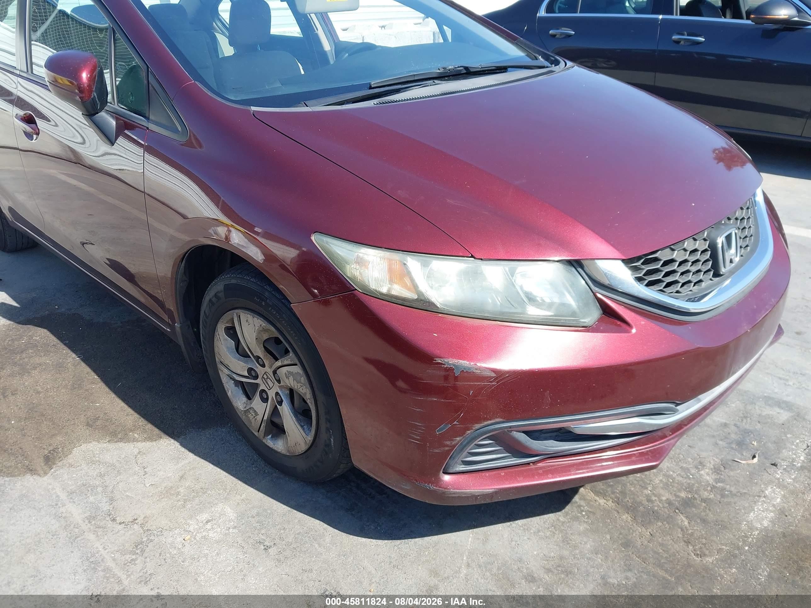 2014 Honda Civic Lx Burgundy vin: 19XFB2F54EE206357