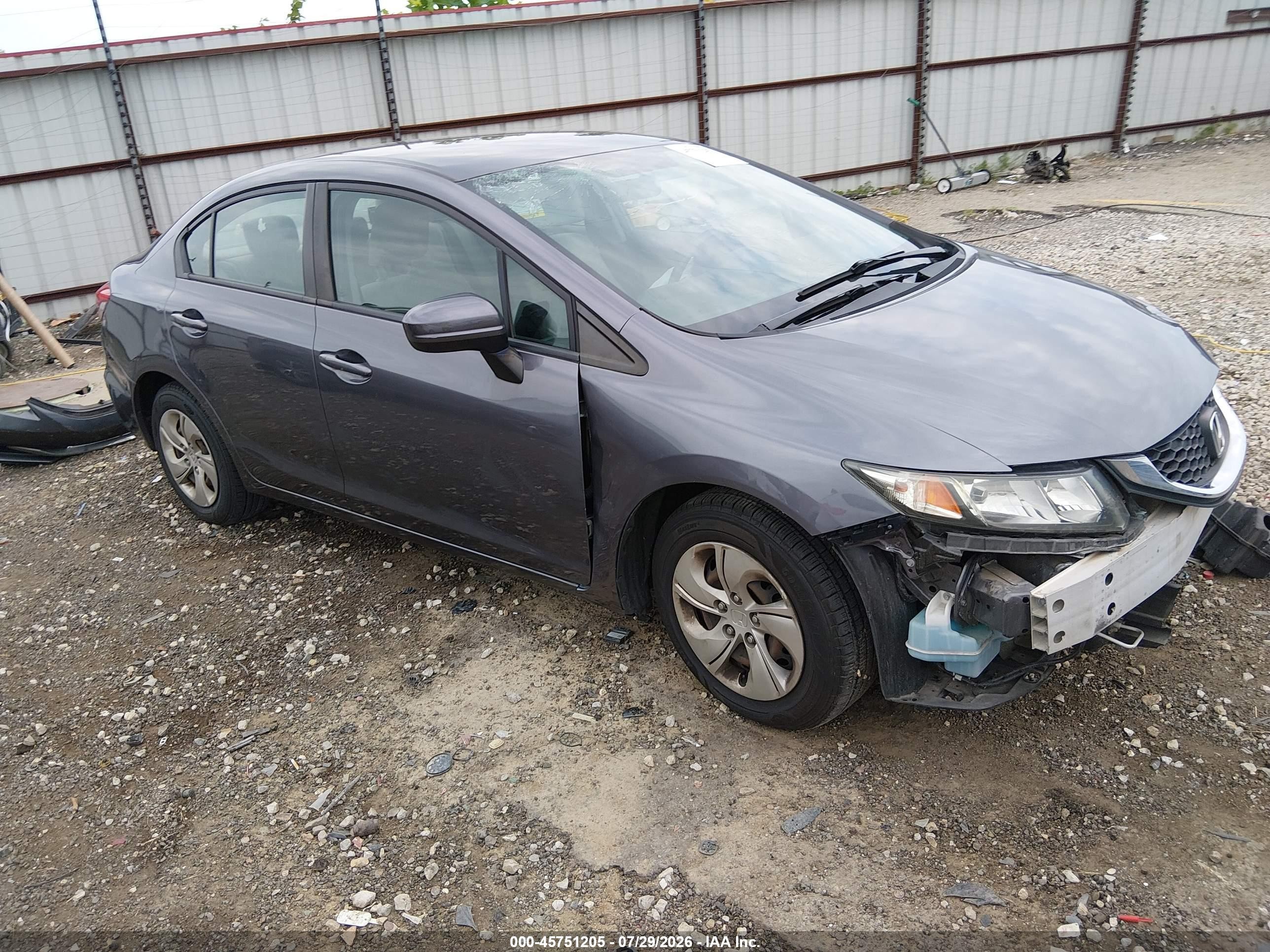 2014 Honda Civic Lx Gray vin: 19XFB2F54EE215060