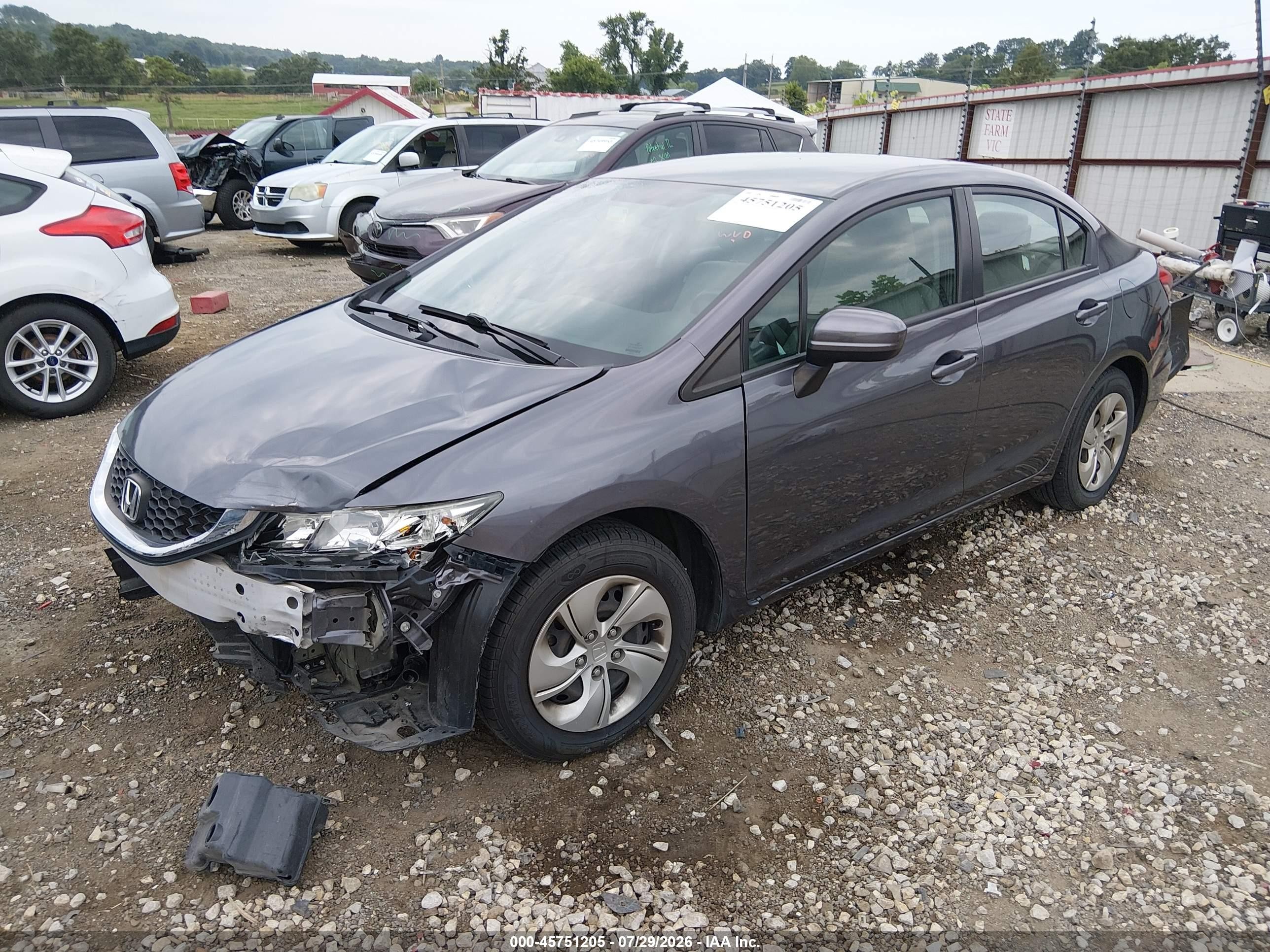 2014 Honda Civic Lx Gray vin: 19XFB2F54EE215060