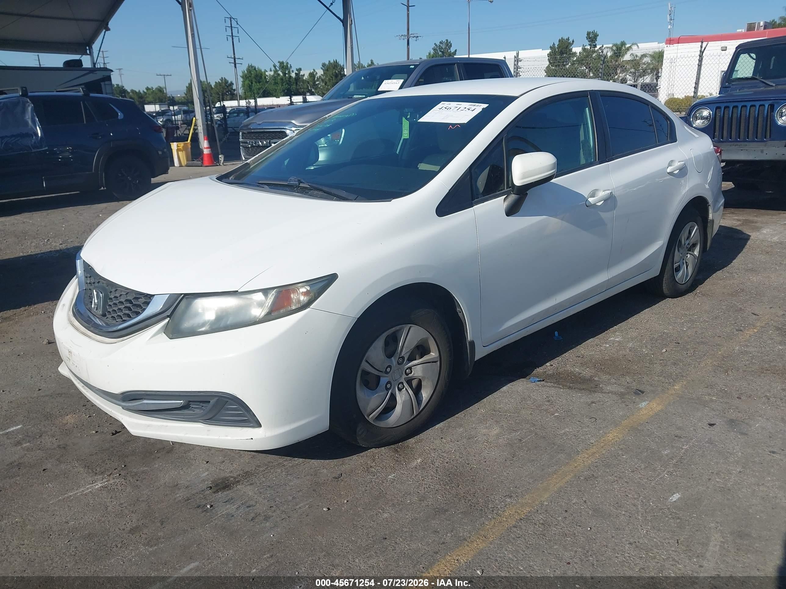 2014 Honda Civic Lx White vin: 19XFB2F54EE221148
