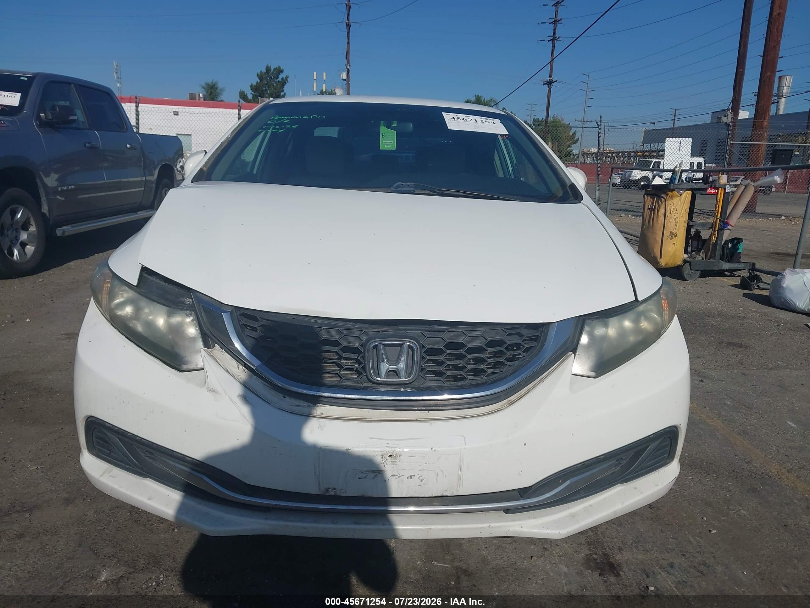 2014 Honda Civic Lx White vin: 19XFB2F54EE221148