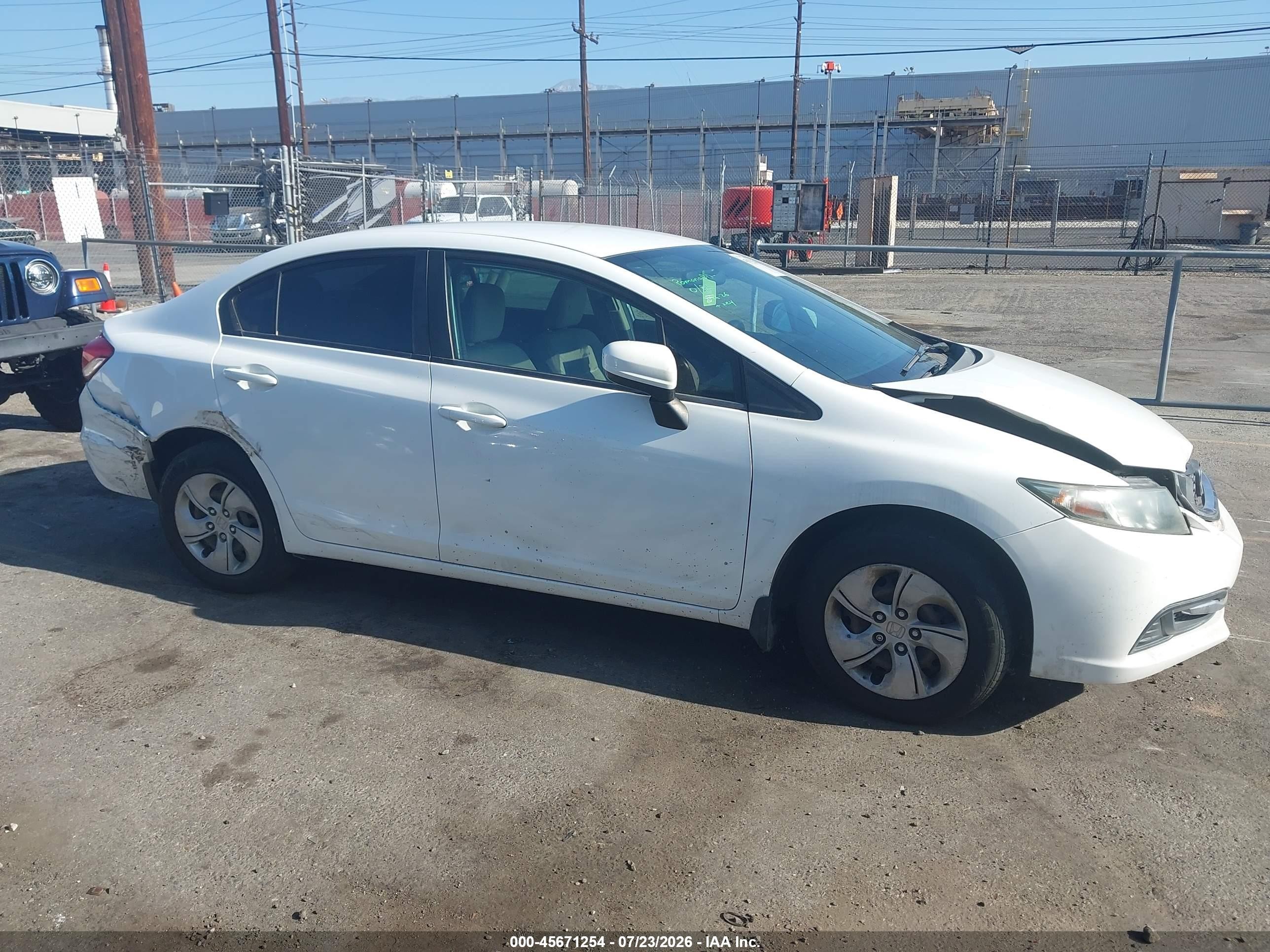 2014 Honda Civic Lx White vin: 19XFB2F54EE221148
