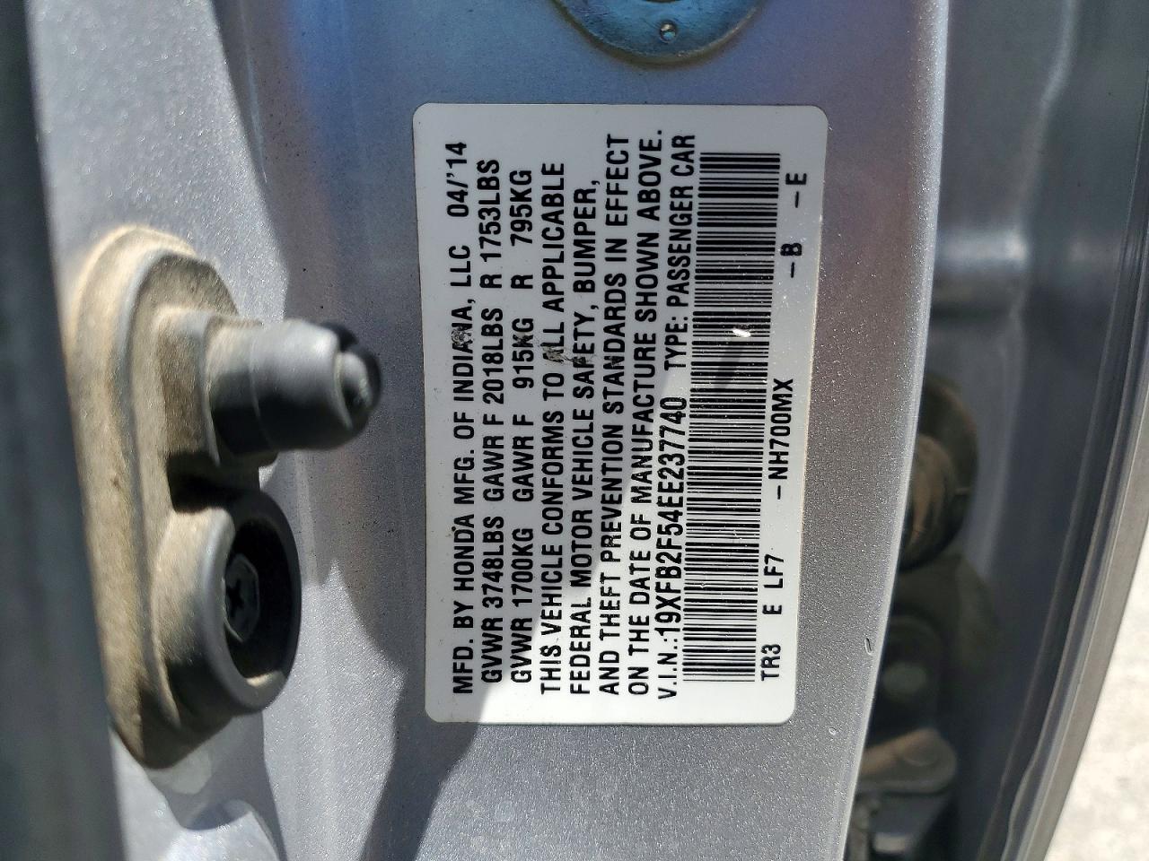 2014 Honda Civic Lx Brown vin: 19XFB2F54EE237740