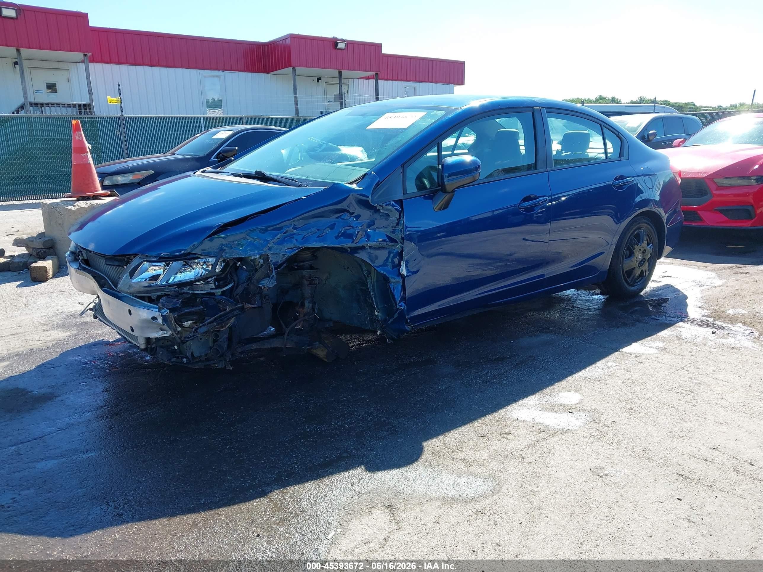 2014 Honda Civic Lx Blue vin: 19XFB2F54EE255607