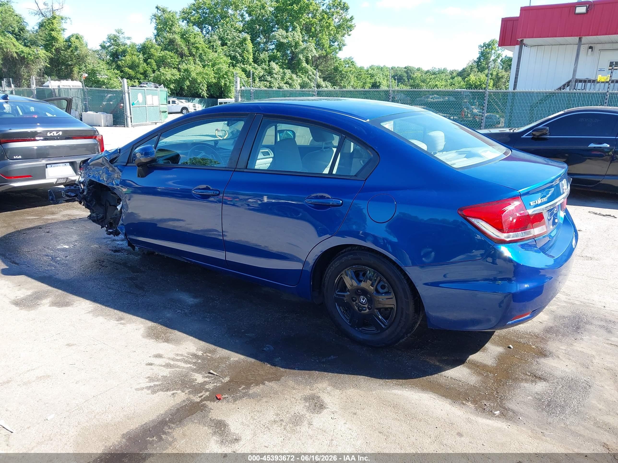 2014 Honda Civic Lx Blue vin: 19XFB2F54EE255607