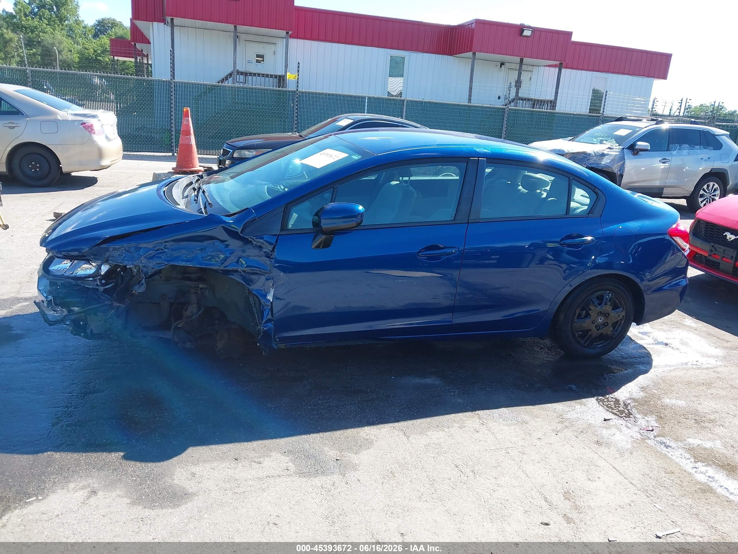 2014 Honda Civic Lx Blue vin: 19XFB2F54EE255607