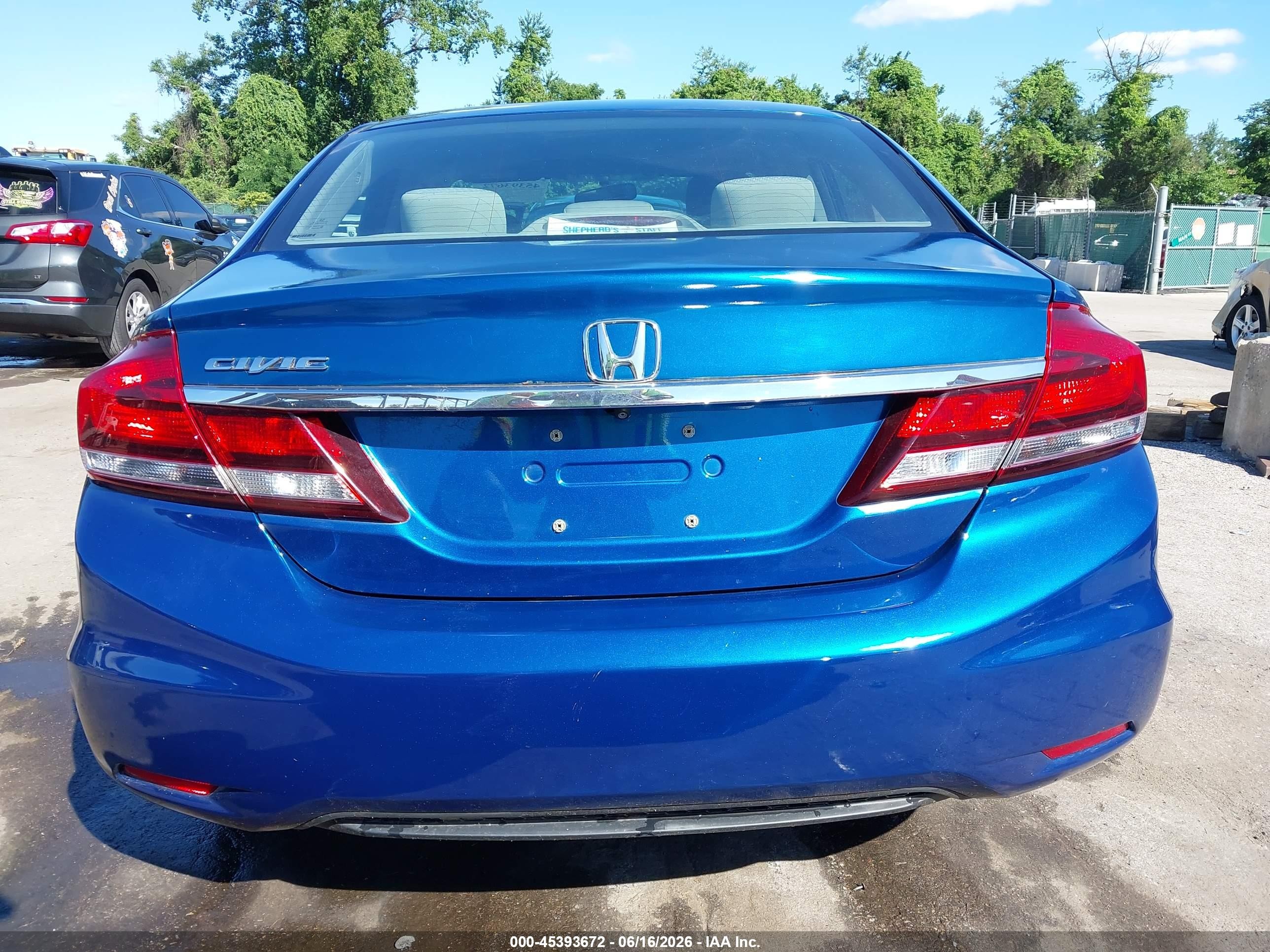 2014 Honda Civic Lx Blue vin: 19XFB2F54EE255607